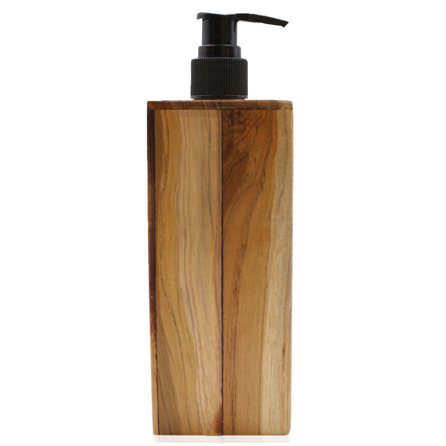 Square Natural Teakwood Soap Dispenser – 200ml | Handmade Refillable Pump Bottle