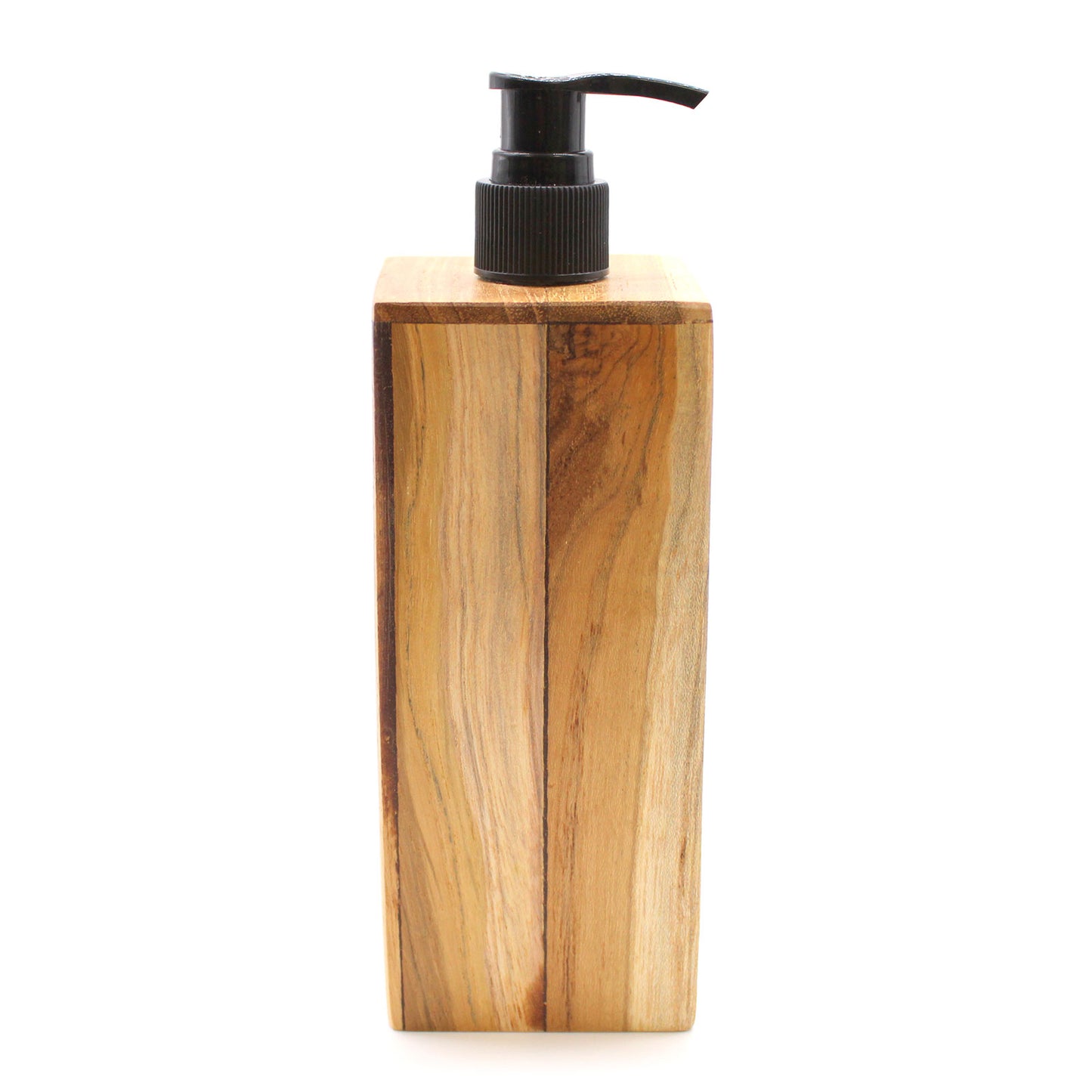 Square Natural Teakwood Soap Dispenser – 200ml | Handmade Refillable Pump Bottle