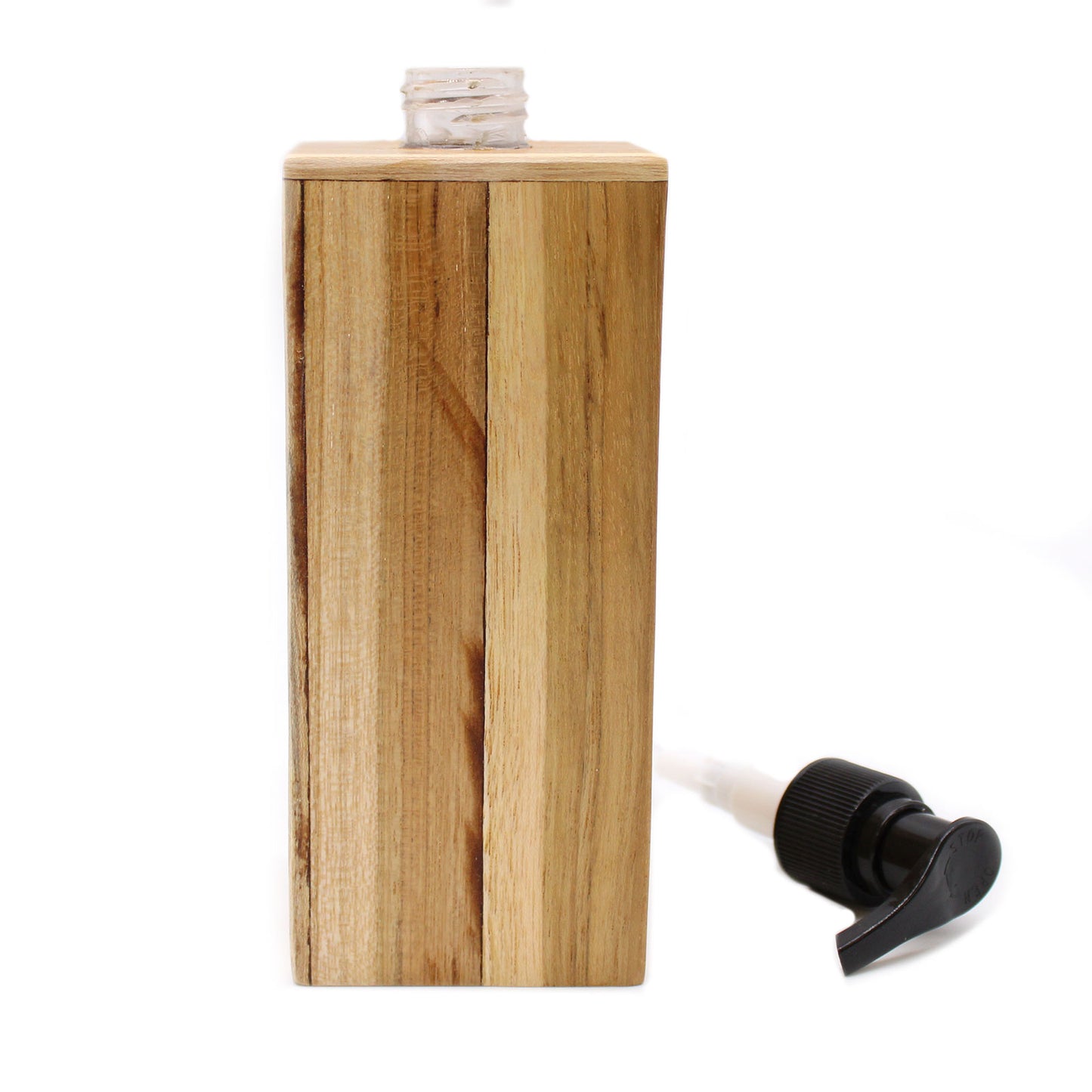 Square Natural Teakwood Soap Dispenser – 200ml | Handmade Refillable Pump Bottle