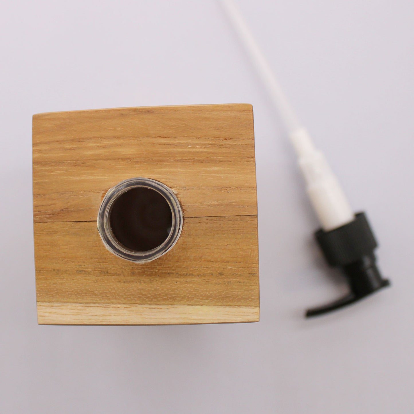 Square Natural Teakwood Soap Dispenser – 200ml | Handmade Refillable Pump Bottle
