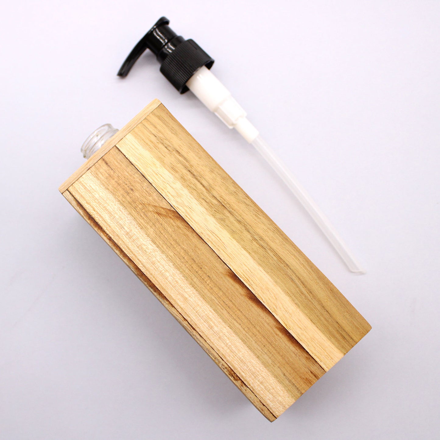 Square Natural Teakwood Soap Dispenser – 200ml | Handmade Refillable Pump Bottle