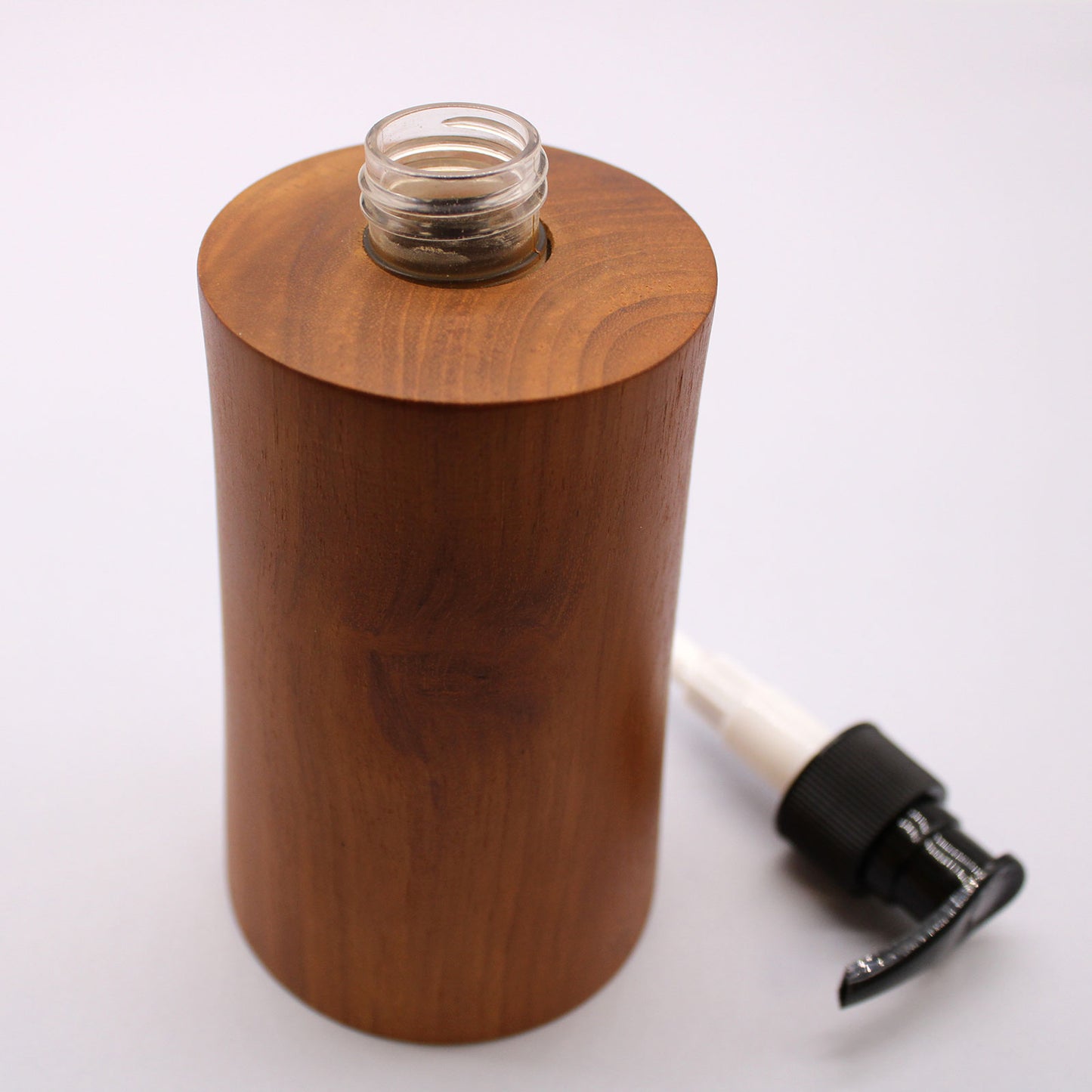 Tapered Natural Teakwood Soap Dispenser – 200ml | Handmade Refillable Pump Bottle
