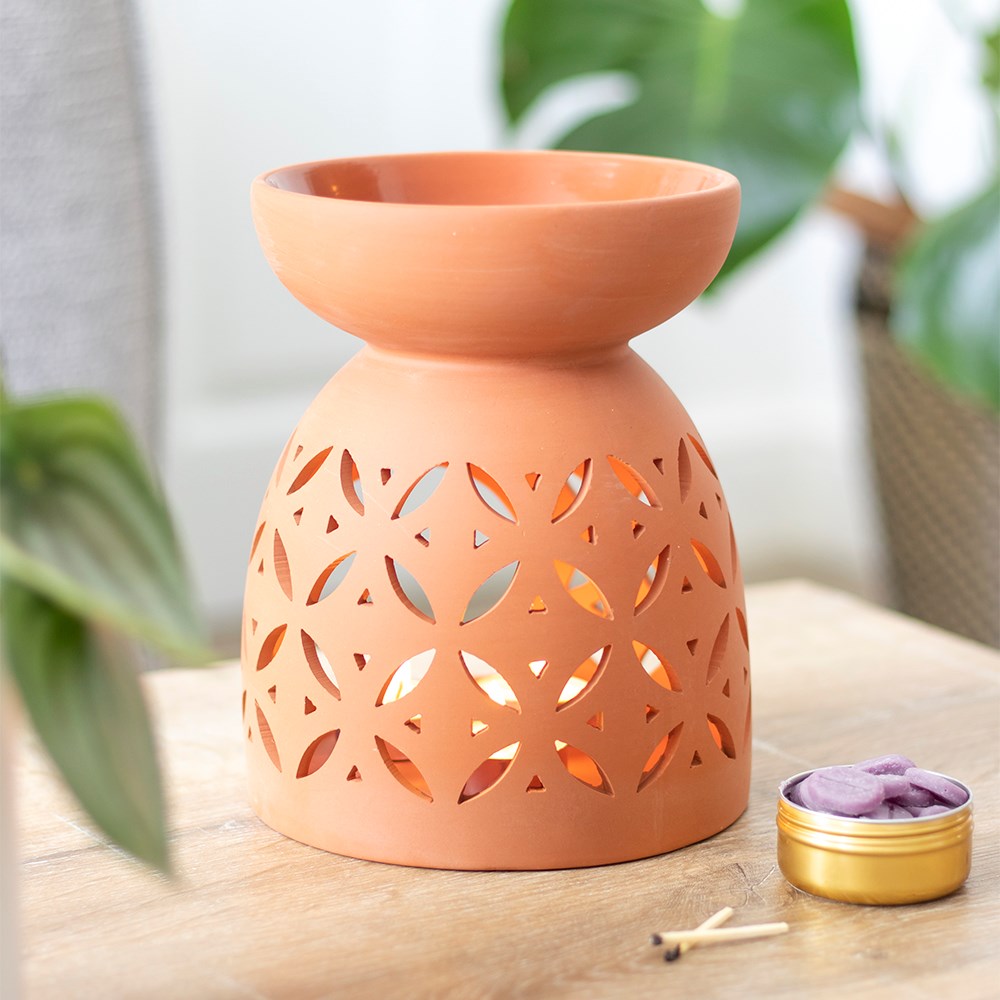 Large Terracotta Oil Burner – 20cm | Rustic Design for Wax Melts & Essential Oils