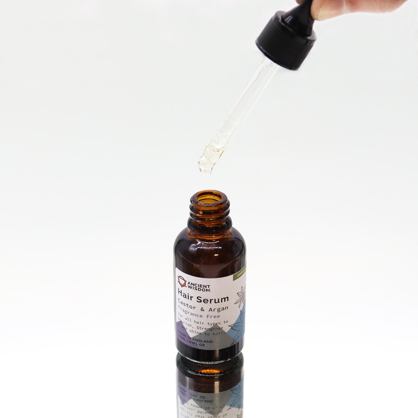 Organic Castor & Argan Oil Hair Serum – Fragrance Free 30ml | Sensitive Scalps & Hair Growth