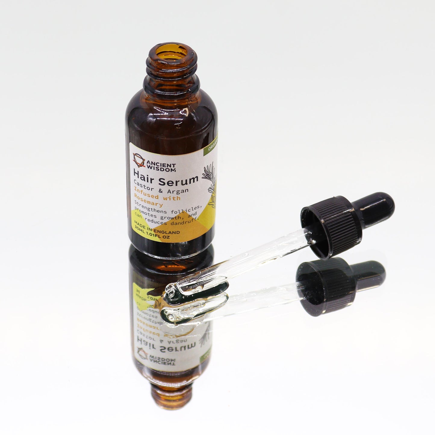 Organic Castor & Argan Oil Hair Serum – Rosemary 30ml | Hair Growth & Scalp Circulation Support