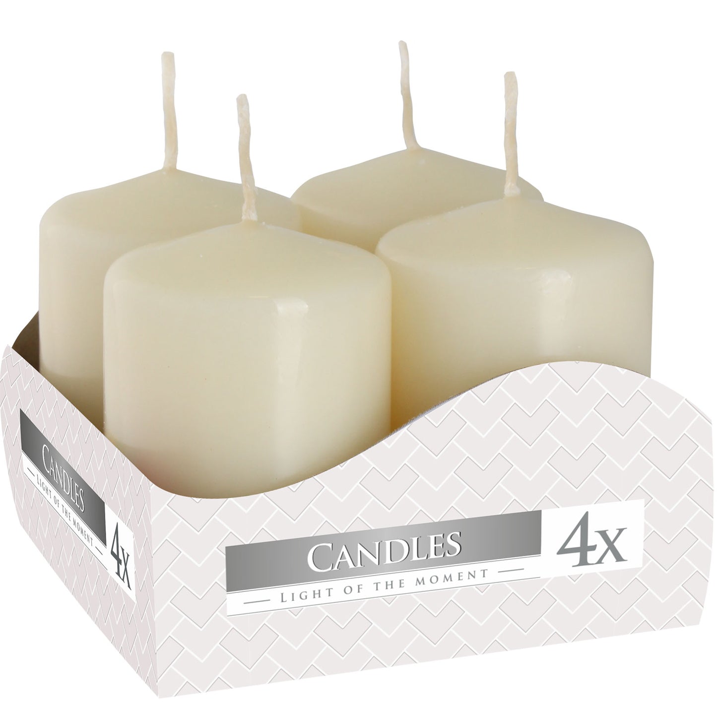 Ivory Pillar Candles – Set of 4 (40x60mm) | 7 Hour Burn Time