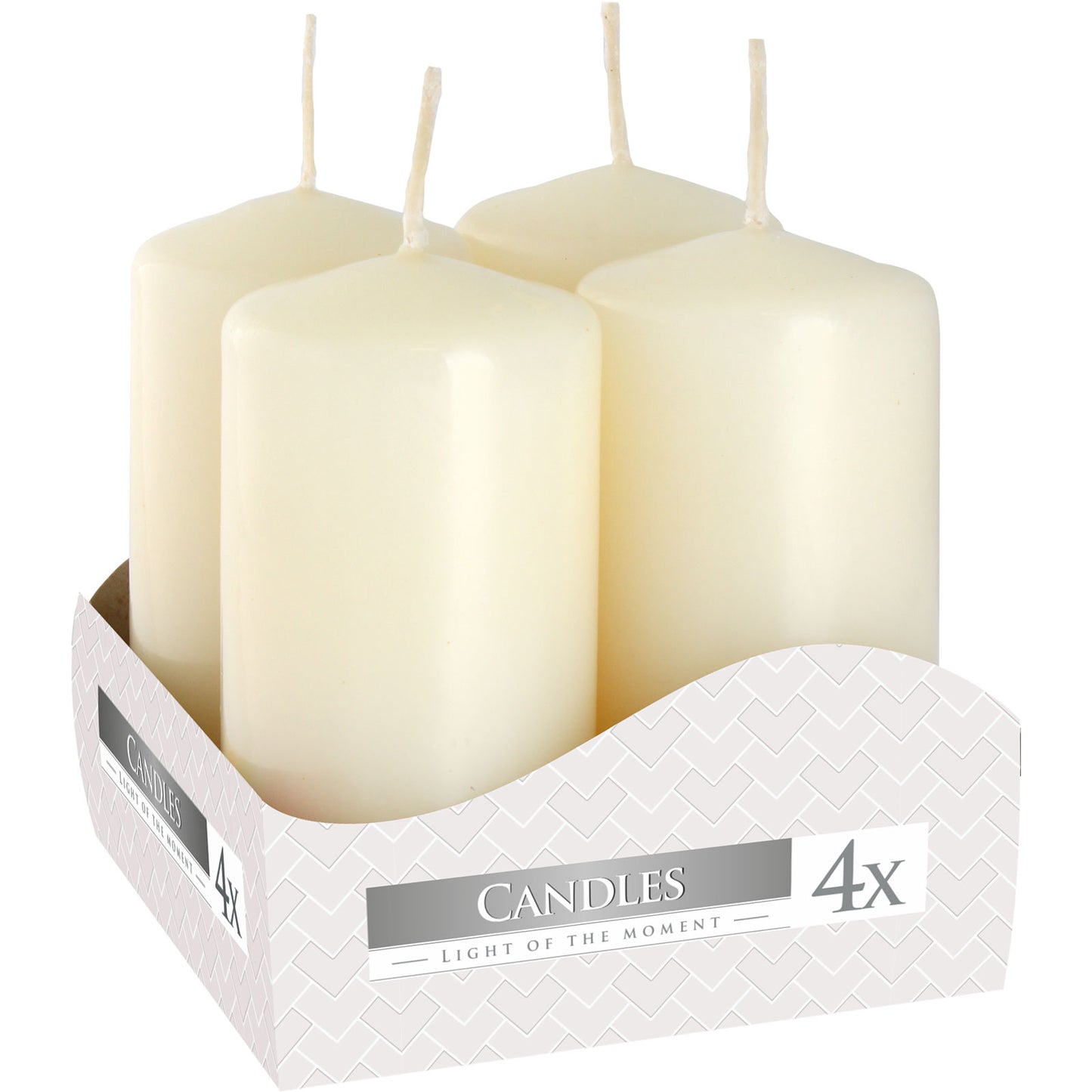 Ivory Pillar Candles – Set of 4 (40x80mm) | 9 Hour Burn Time