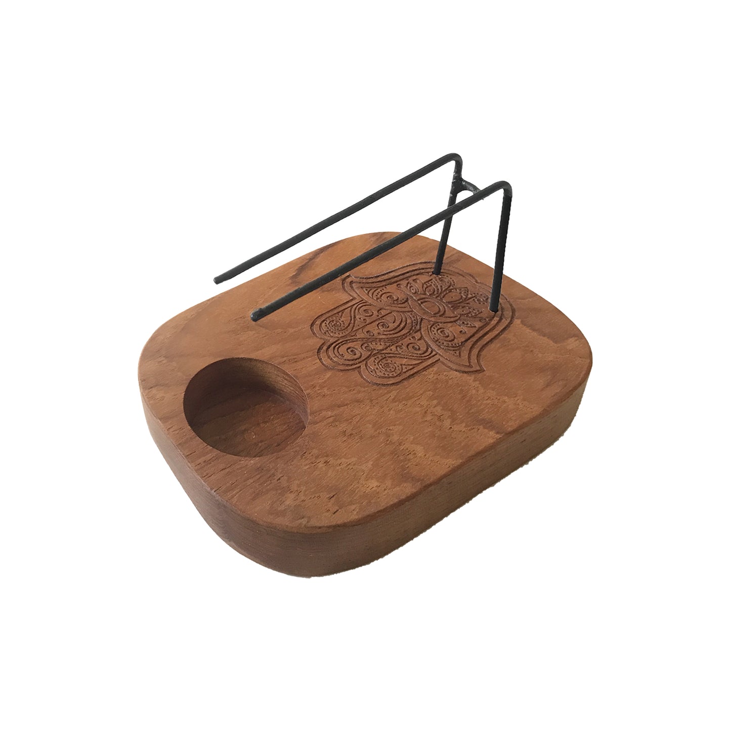 Palo Santo Heater – Hamsa | Teak Wood Engraved Design