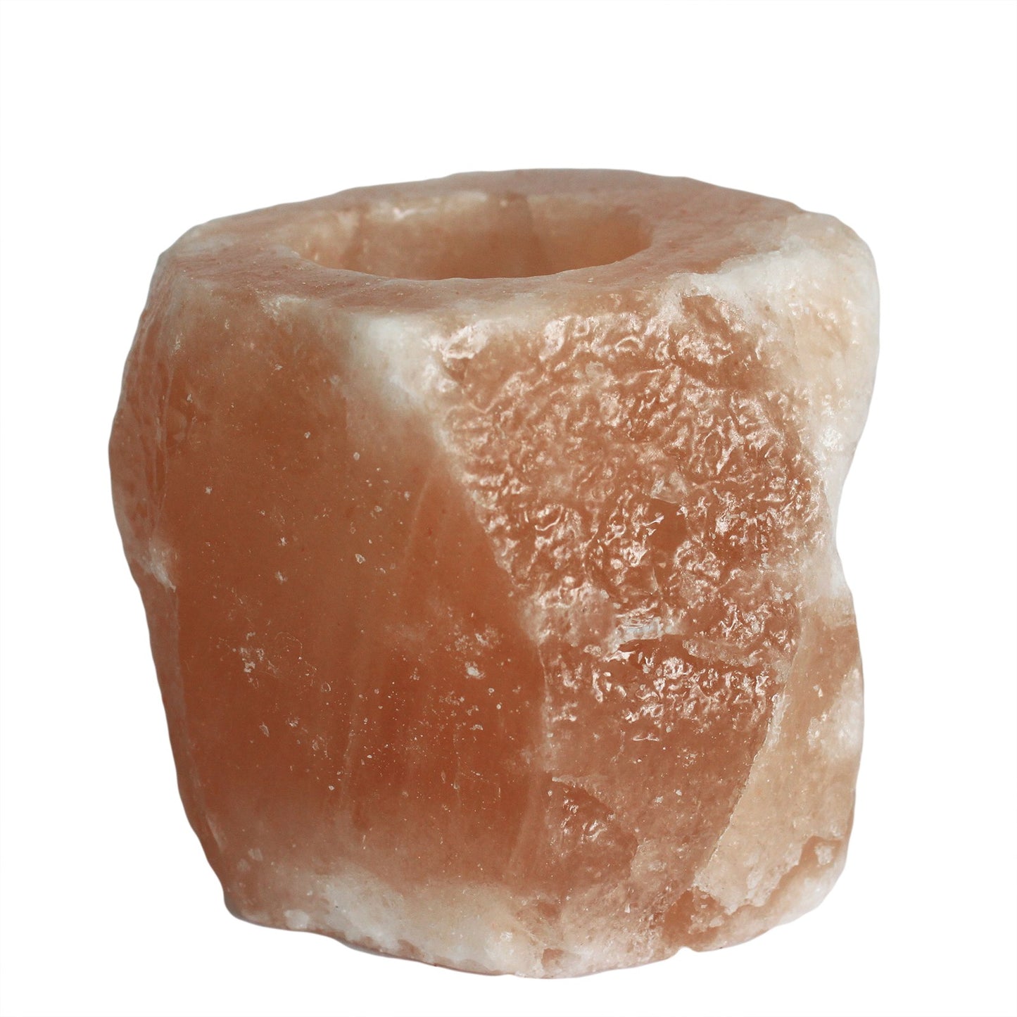 Pink Himalayan Salt Candle Holder – Single Slot | Natural Crystal Salt Tea Light Holder