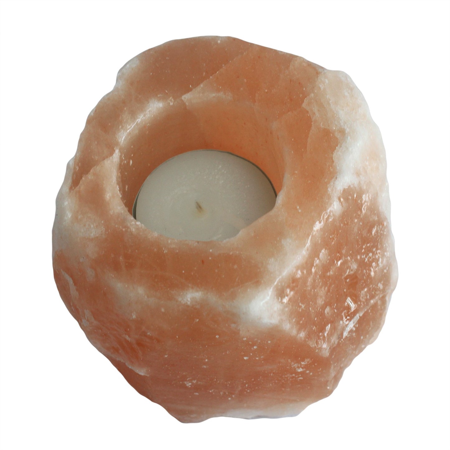 Pink Himalayan Salt Candle Holder – Single Slot | Natural Crystal Salt Tea Light Holder