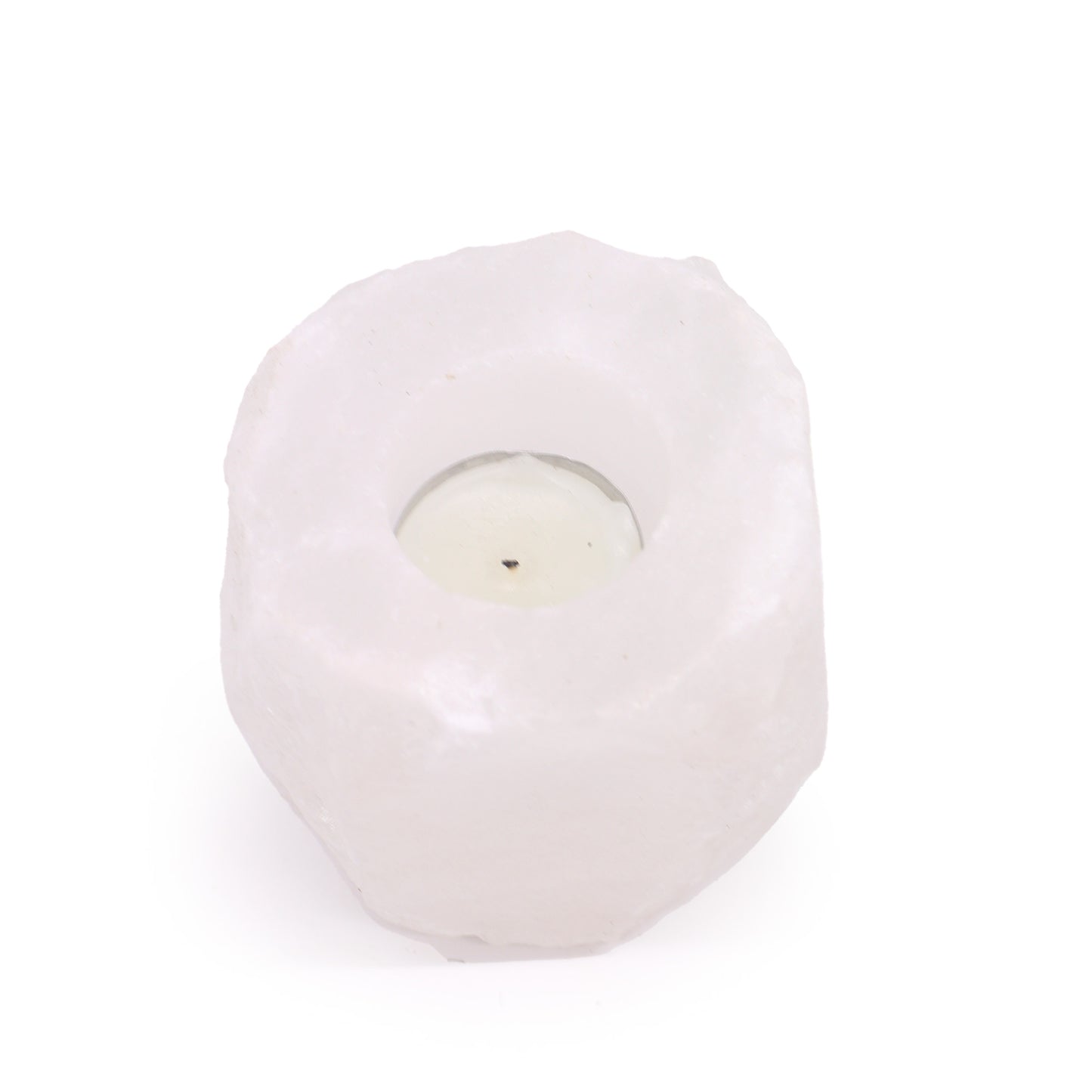 Crystal White Himalayan Salt Candle Holder – Single Slot | Natural Crystal Salt Tea Light Holder