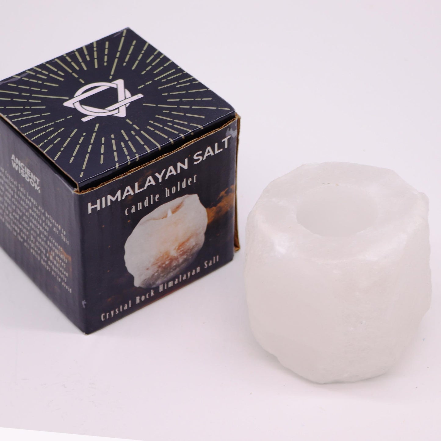 Crystal White Himalayan Salt Candle Holder – Single Slot | Natural Crystal Salt Tea Light Holder