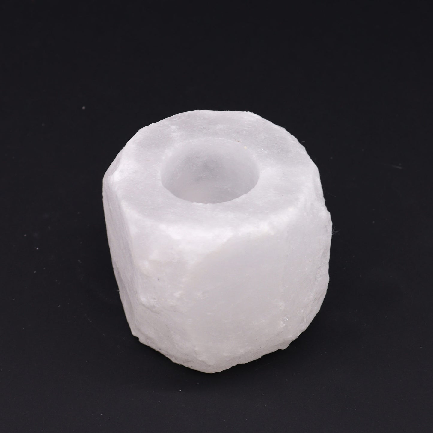 Crystal White Himalayan Salt Candle Holder – Single Slot | Natural Crystal Salt Tea Light Holder