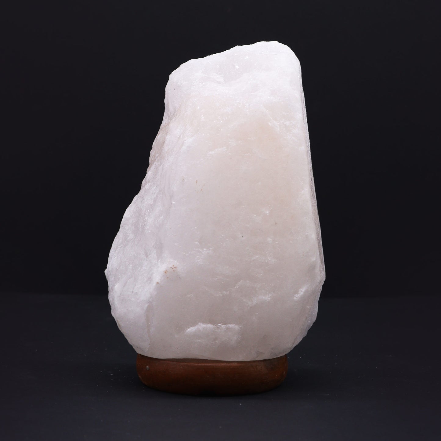 White Crystal Himalayan Salt Lamp – Medium | Natural Salt with Wooden Base