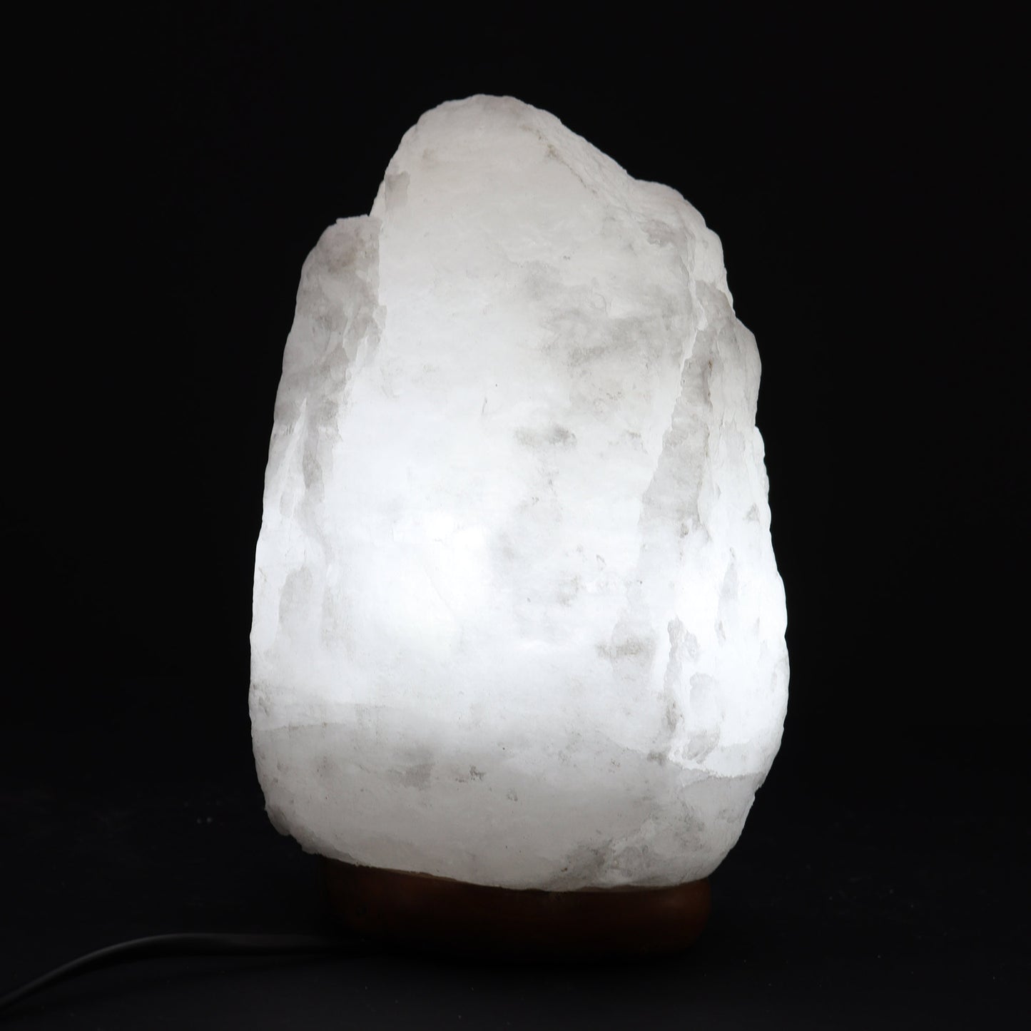 White Crystal Himalayan Salt Lamp – Medium | Natural Salt with Wooden Base