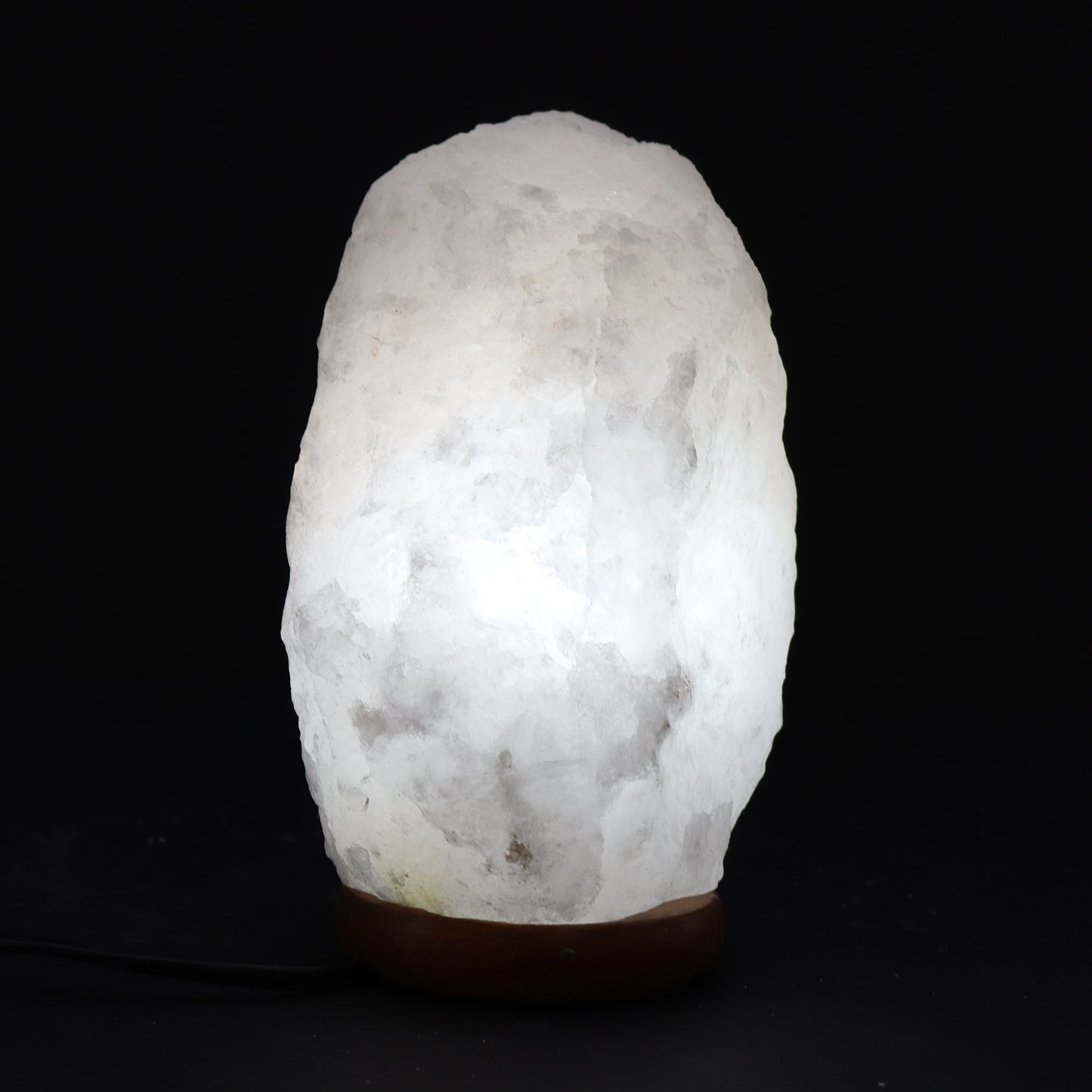White Crystal Himalayan Salt Lamp – Large | Natural Salt with Wooden Base