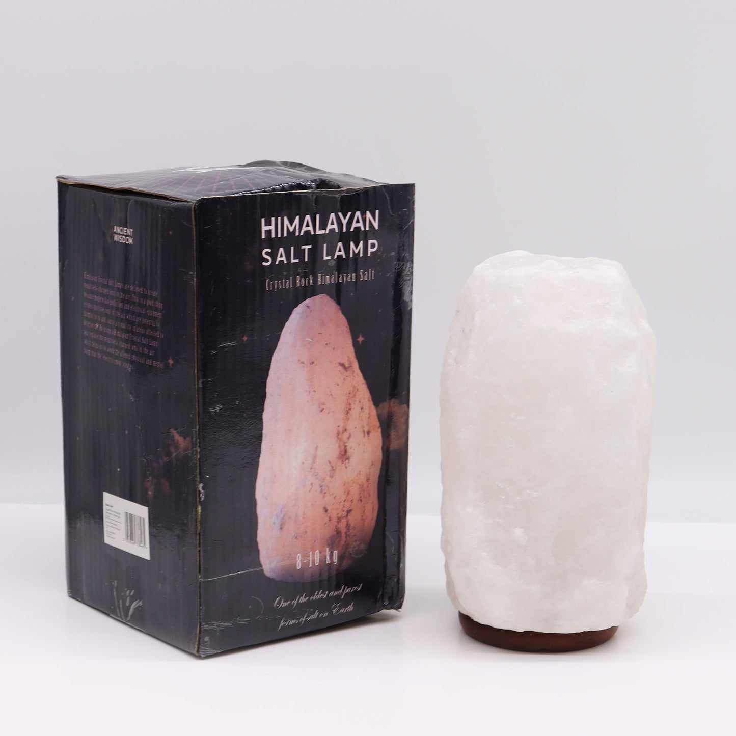 White Crystal Himalayan Salt Lamp – Extra Large | Natural Salt with Wooden Base