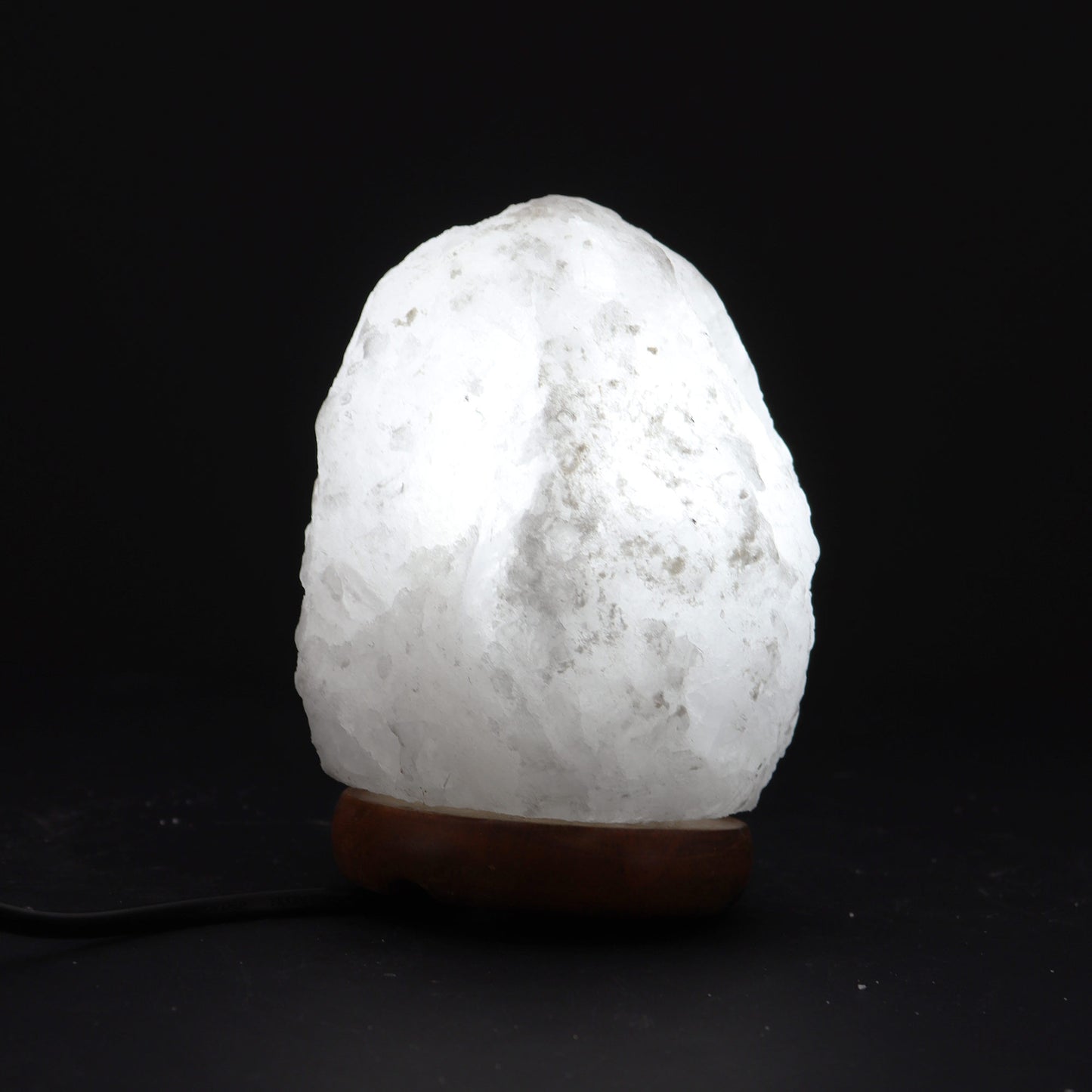 White Crystal Himalayan Salt Lamp – Small | Natural Salt with Wooden Base