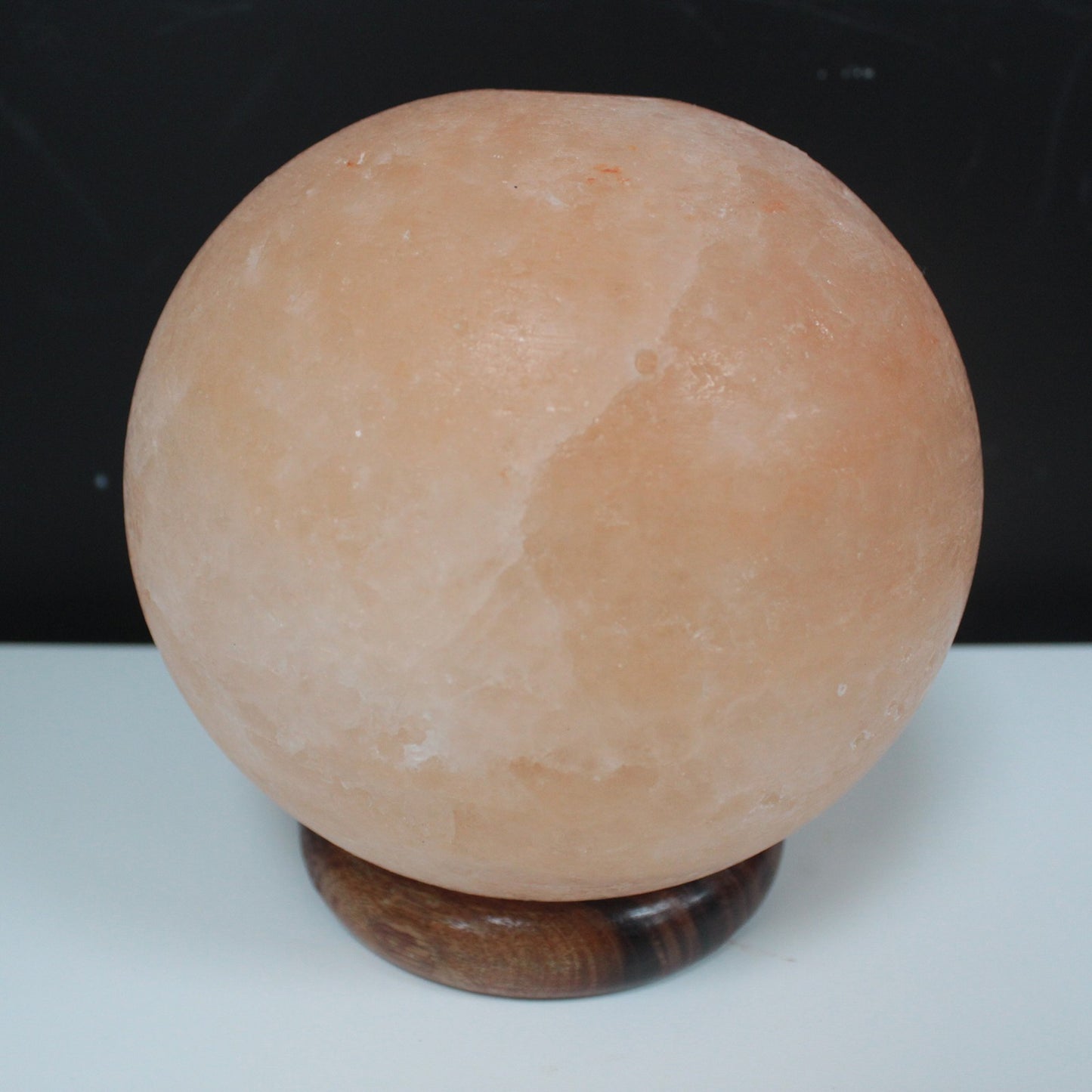 Sculpted Pink Himalayan Salt Lamp – Sphere | Polished Crystal Salt with Wooden Base