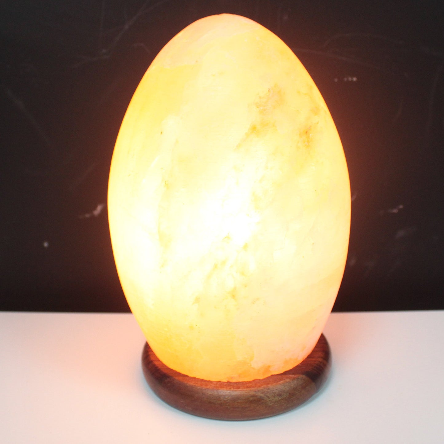 Sculpted Pink Himalayan Salt Lamp – Egg | Polished Crystal Salt with Wooden Base