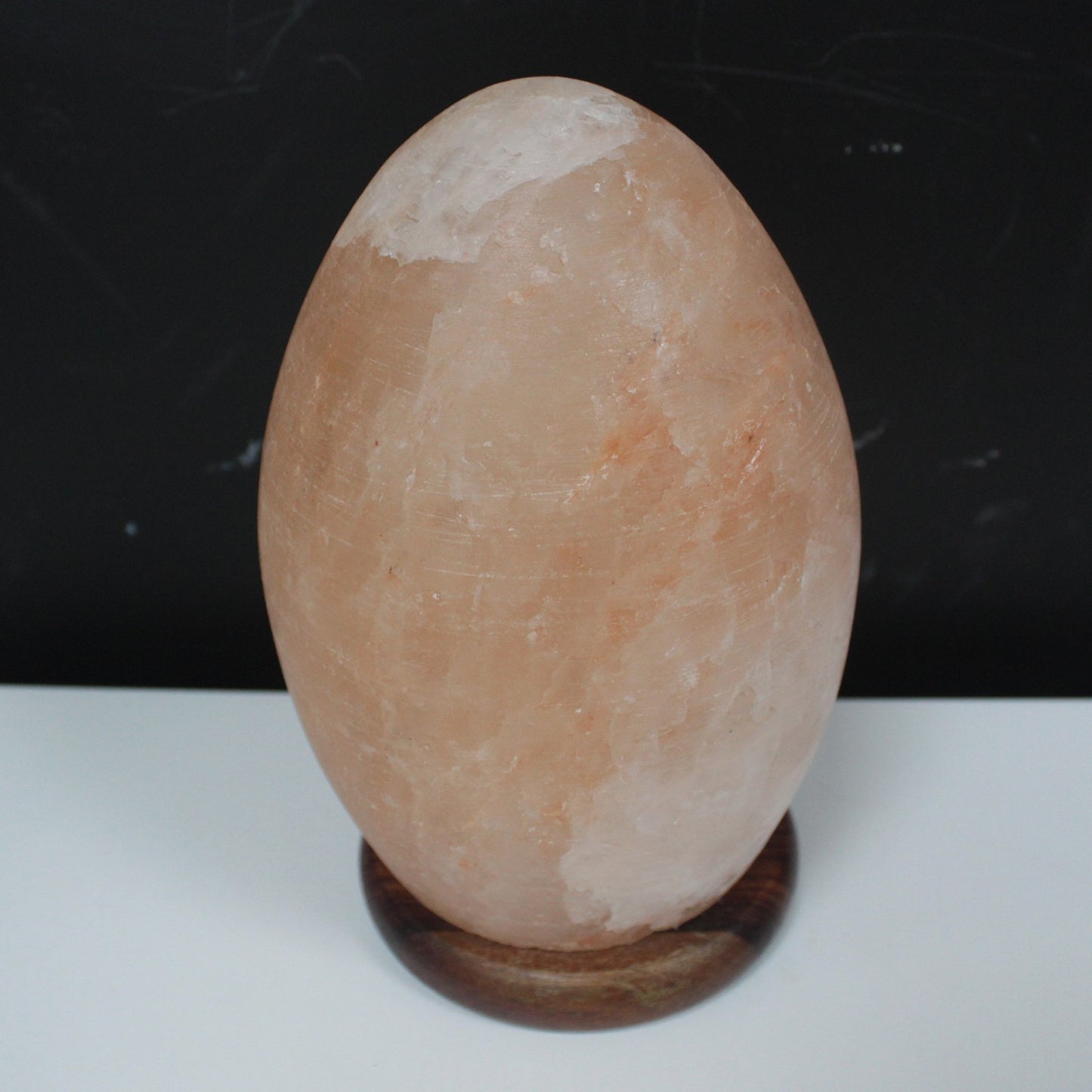 Sculpted Pink Himalayan Salt Lamp – Egg | Polished Crystal Salt with Wooden Base