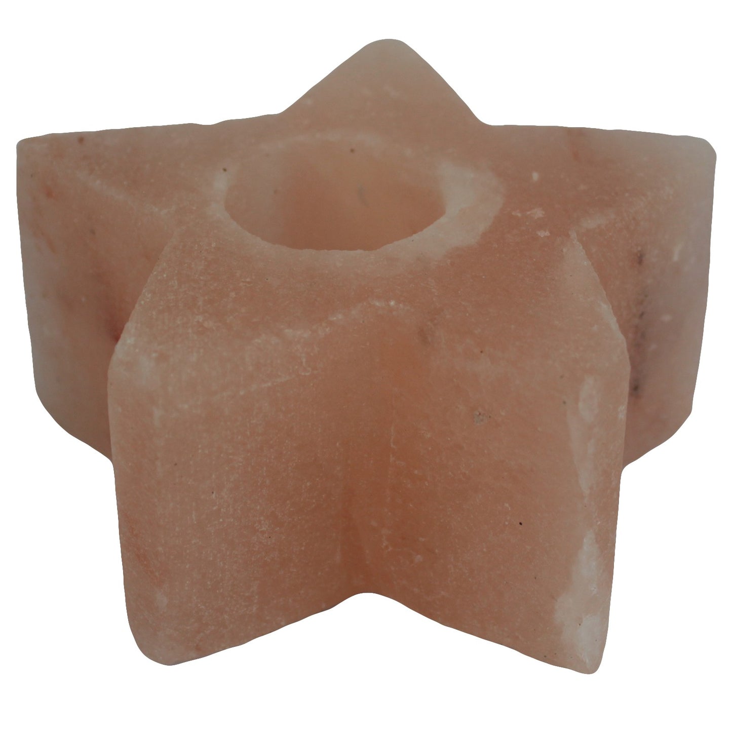 Sculpted Pink Himalayan Salt Candle Holder – Star | Polished Crystal Salt Tea Light Holder