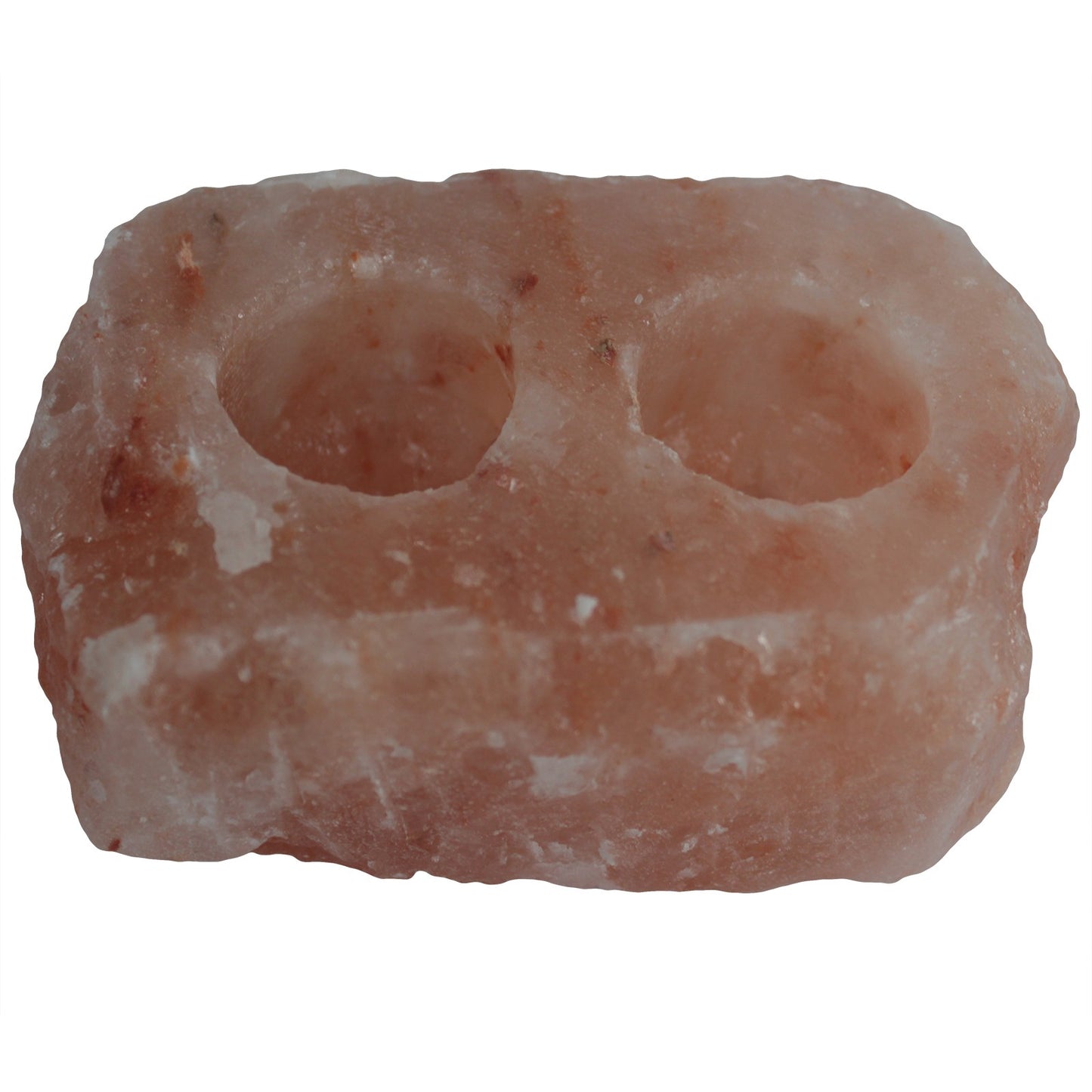 Pink Himalayan Salt Candle Holder – Double Slot | Natural Crystal Salt Tea Light Holder