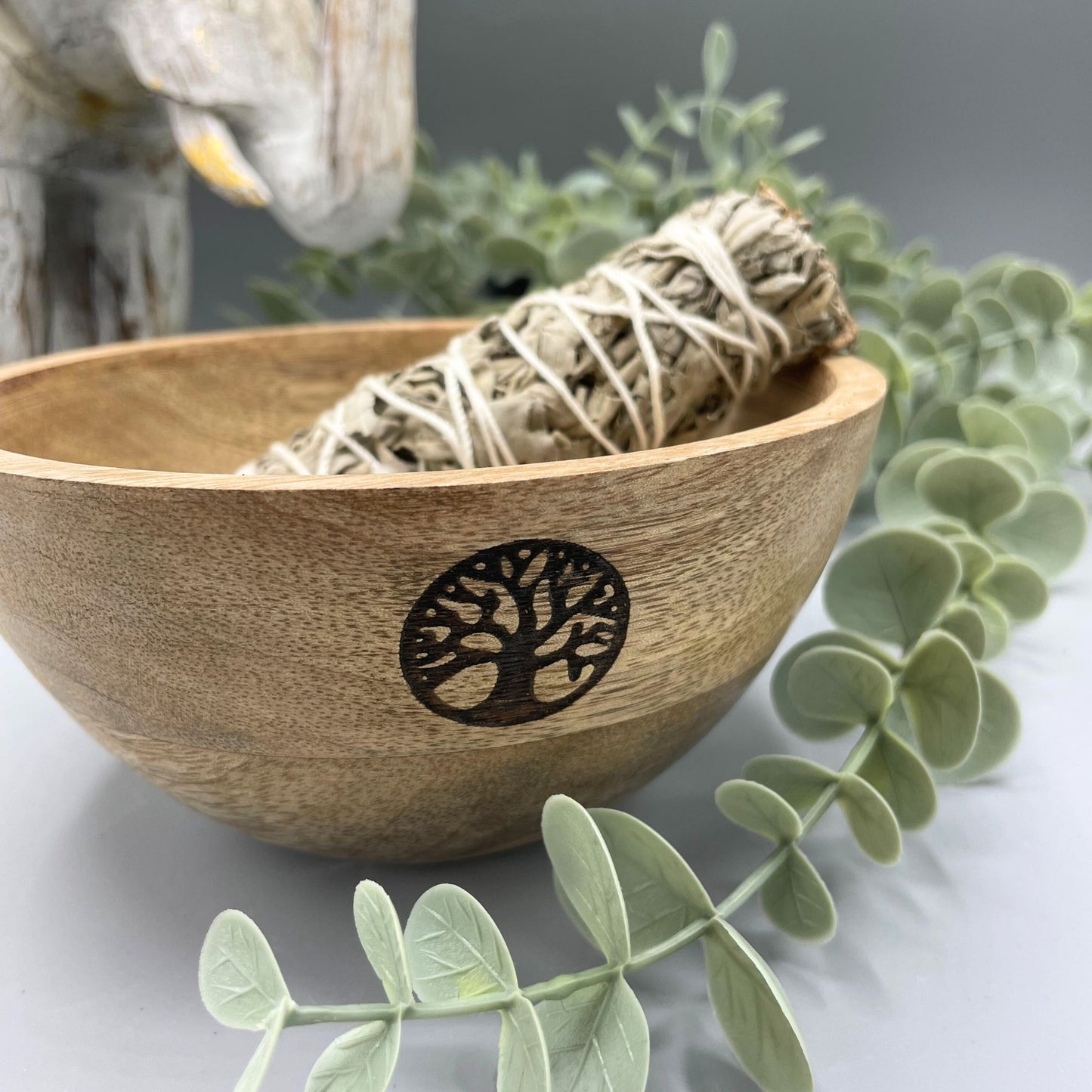 Ritual Offering Bowl – Tree of Life Design | Mango Wood