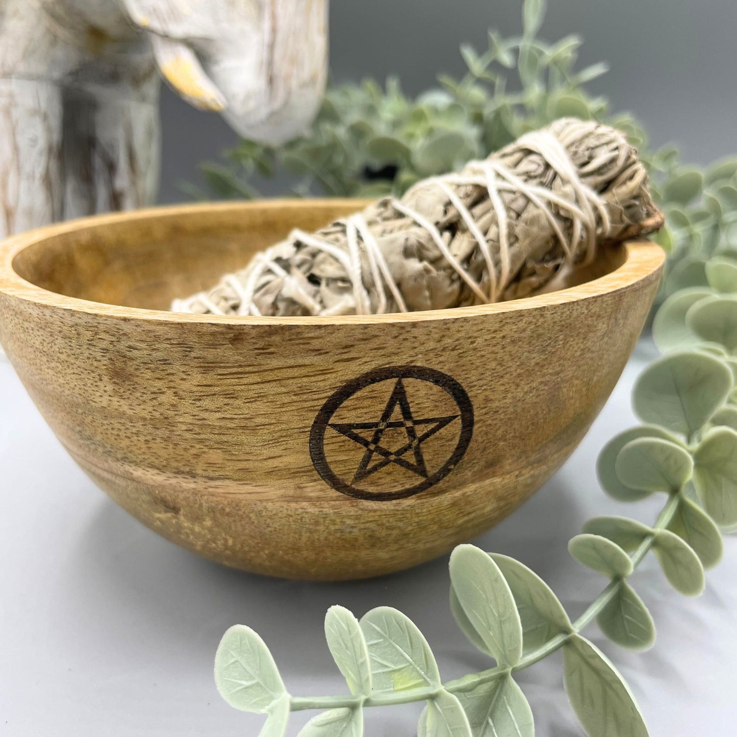 Ritual Offering Bowl – Pentagram Design | Mango Wood