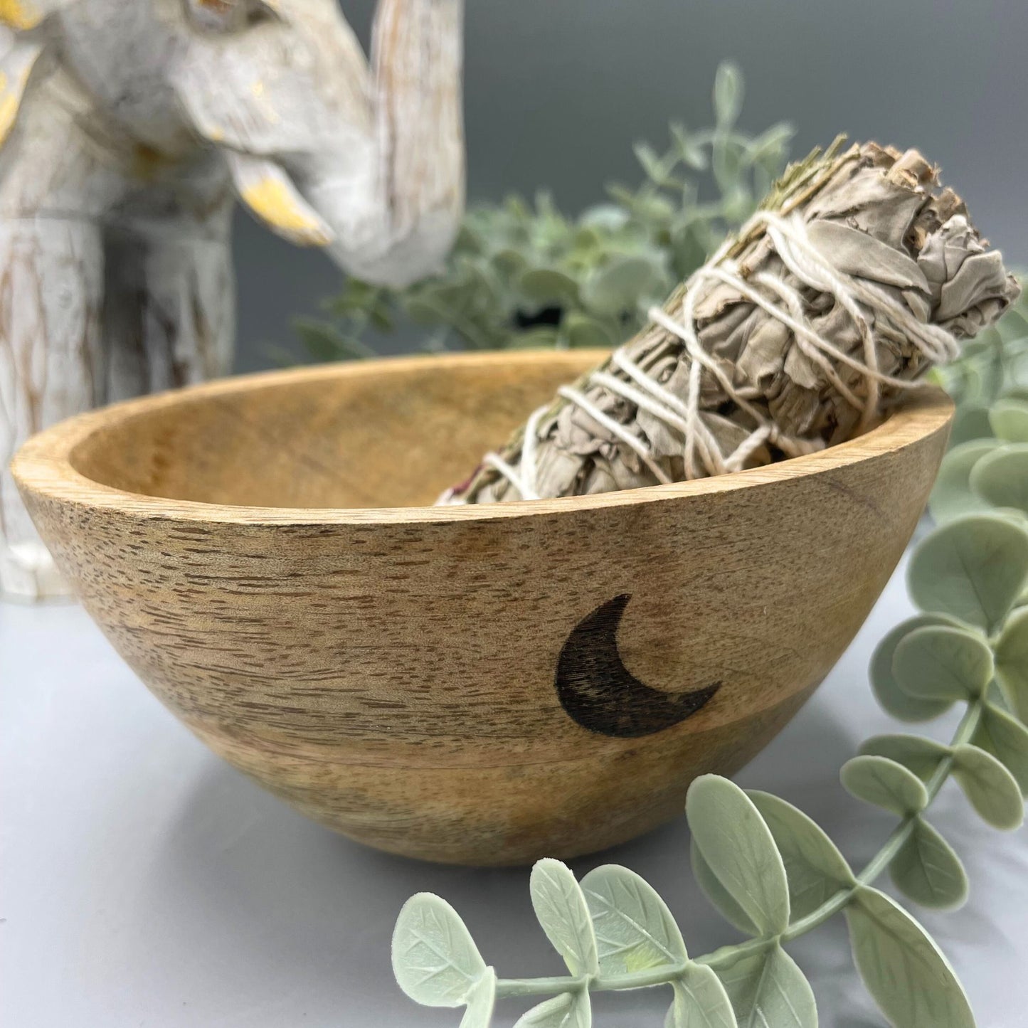 Ritual Offering Bowl – Moon Design | Mango Wood
