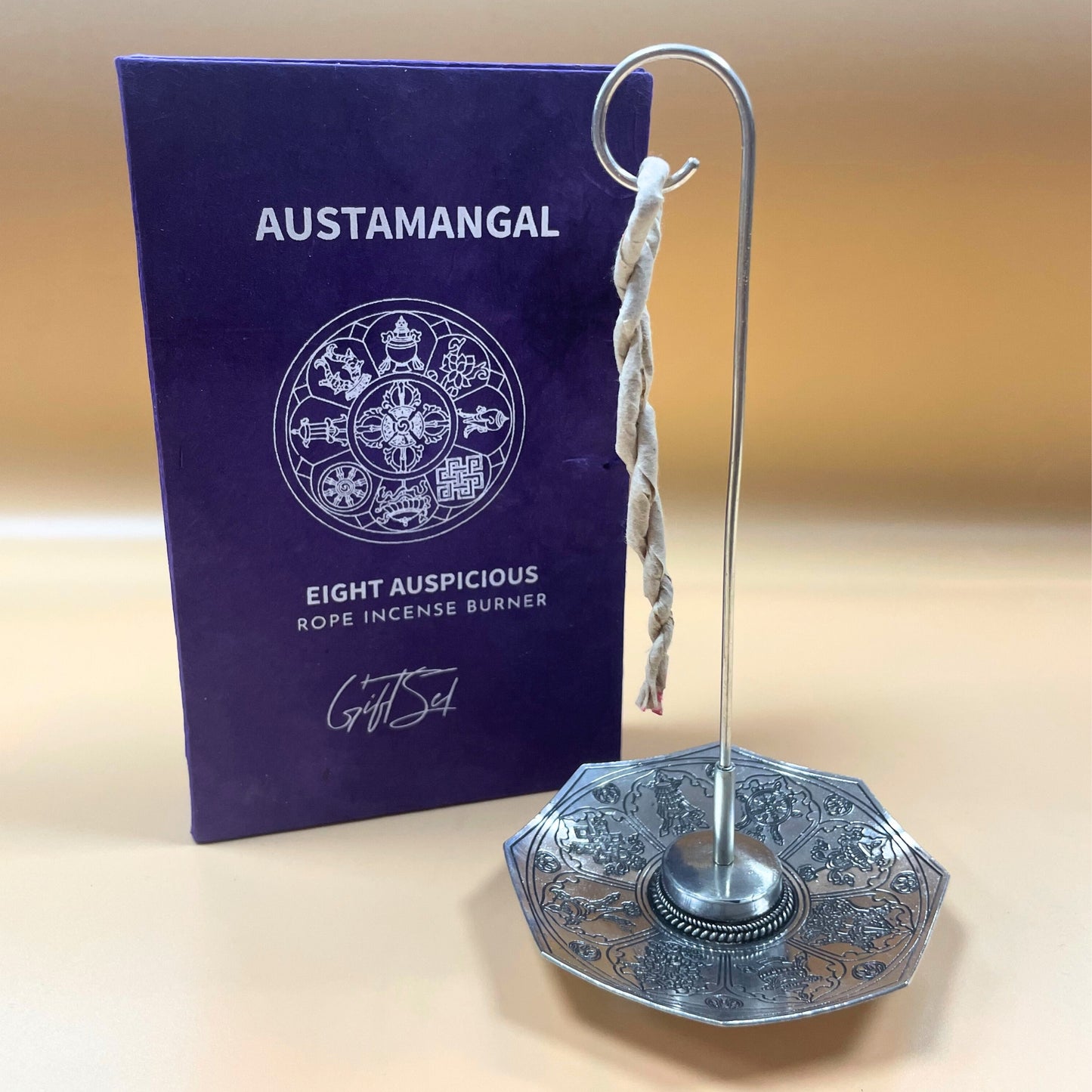 Himalayan Rope Incense + Silver-Plated Holder Set – Austamangal | 10 Hand-Rolled Ropes with Wild Herbs from Nepal