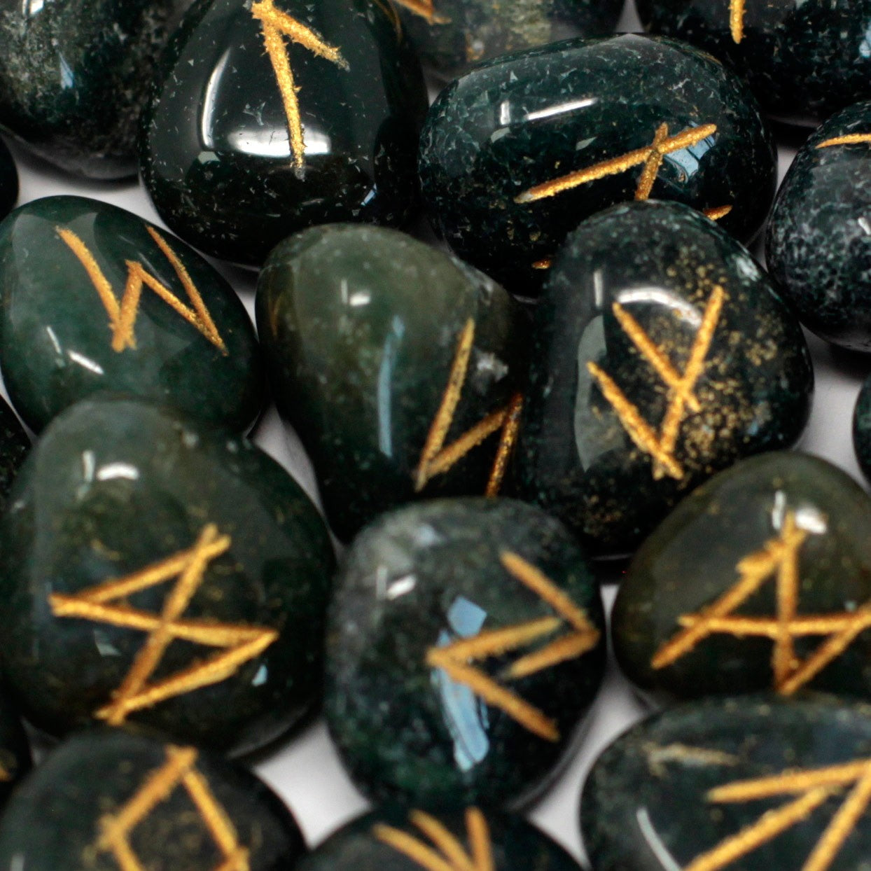 Bloodstone Rune Stone Set – 25 Pieces | Engraved Crystals for Divination & Insight