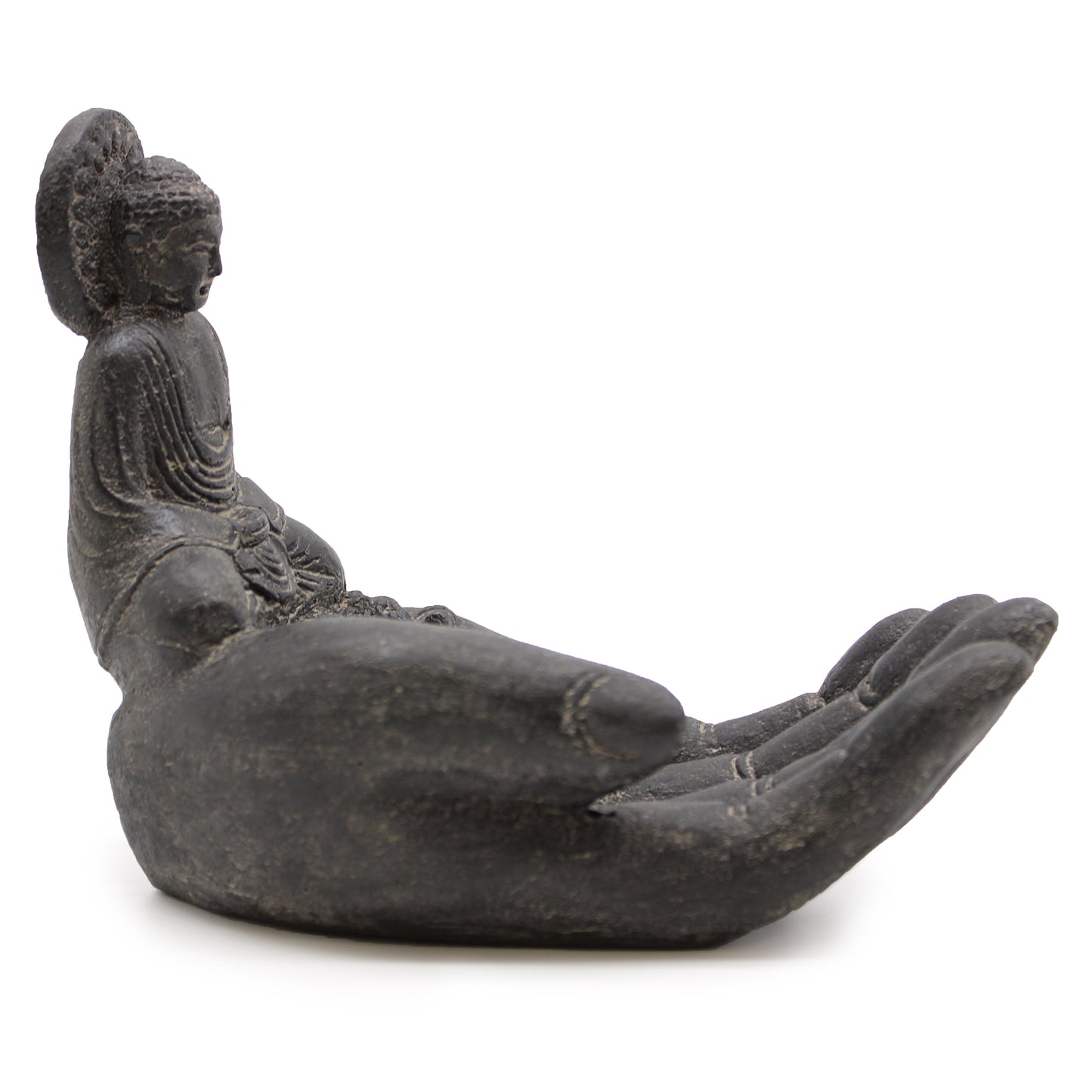 Indonesian Stone Incense Holder – Black Hand with Buddha | Peaceful Presence