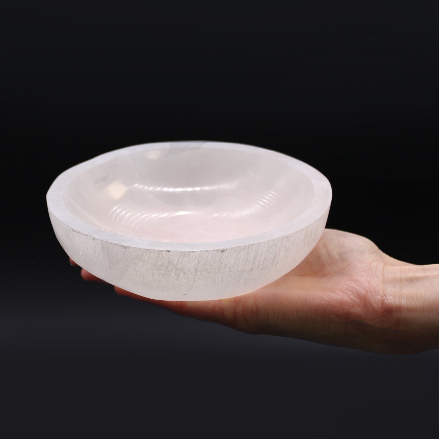 Round Selenite Bowl – Large | Polished Crystal Display Dish