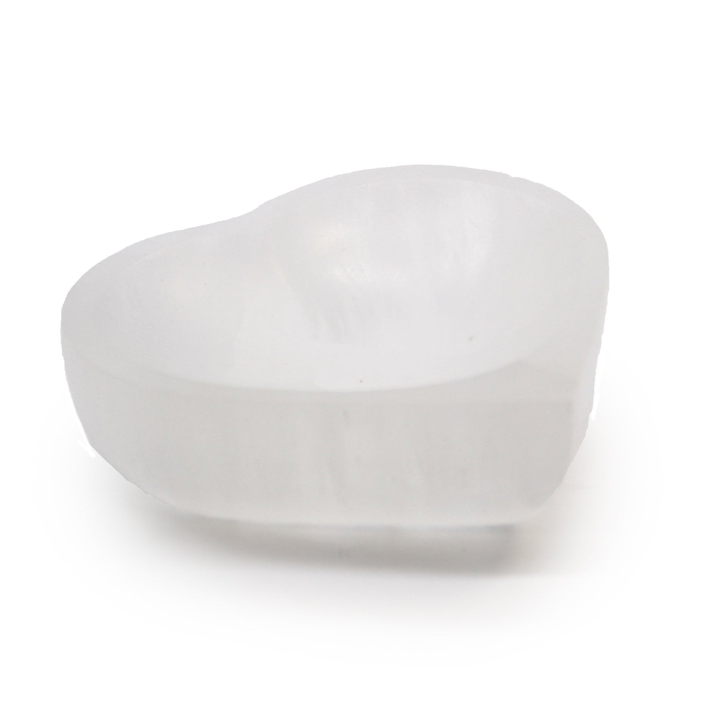Heart-Shaped Selenite Bowl – Medium | Carved Crystal Display Piece