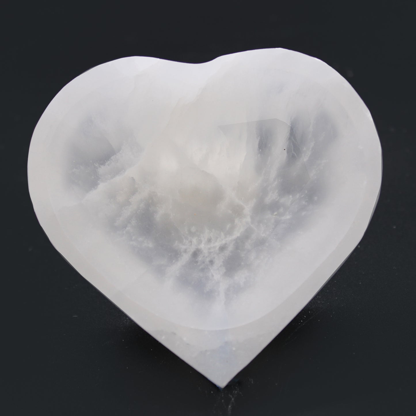 Heart-Shaped Selenite Bowl – Medium | Carved Crystal Display Piece