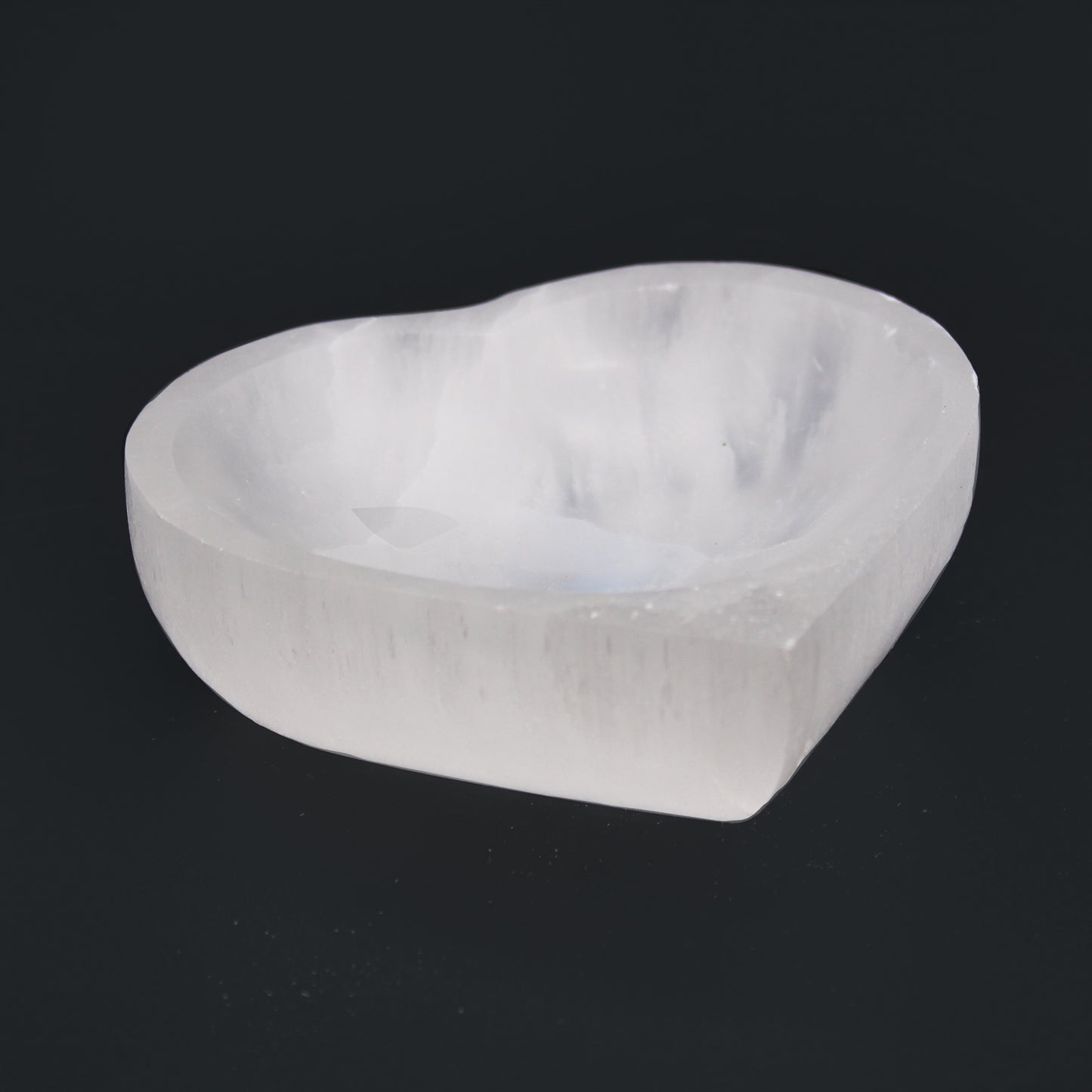 Heart-Shaped Selenite Bowl – Medium | Carved Crystal Display Piece