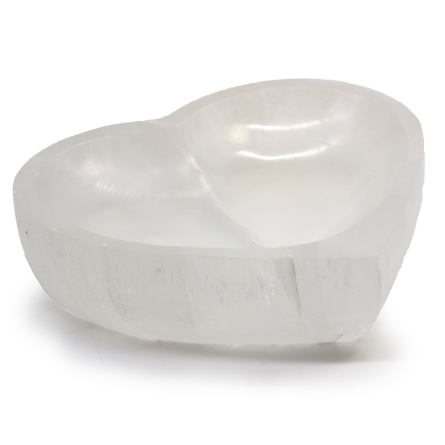 Heart-Shaped Selenite Bowl – Large | Carved Crystal Display Piece