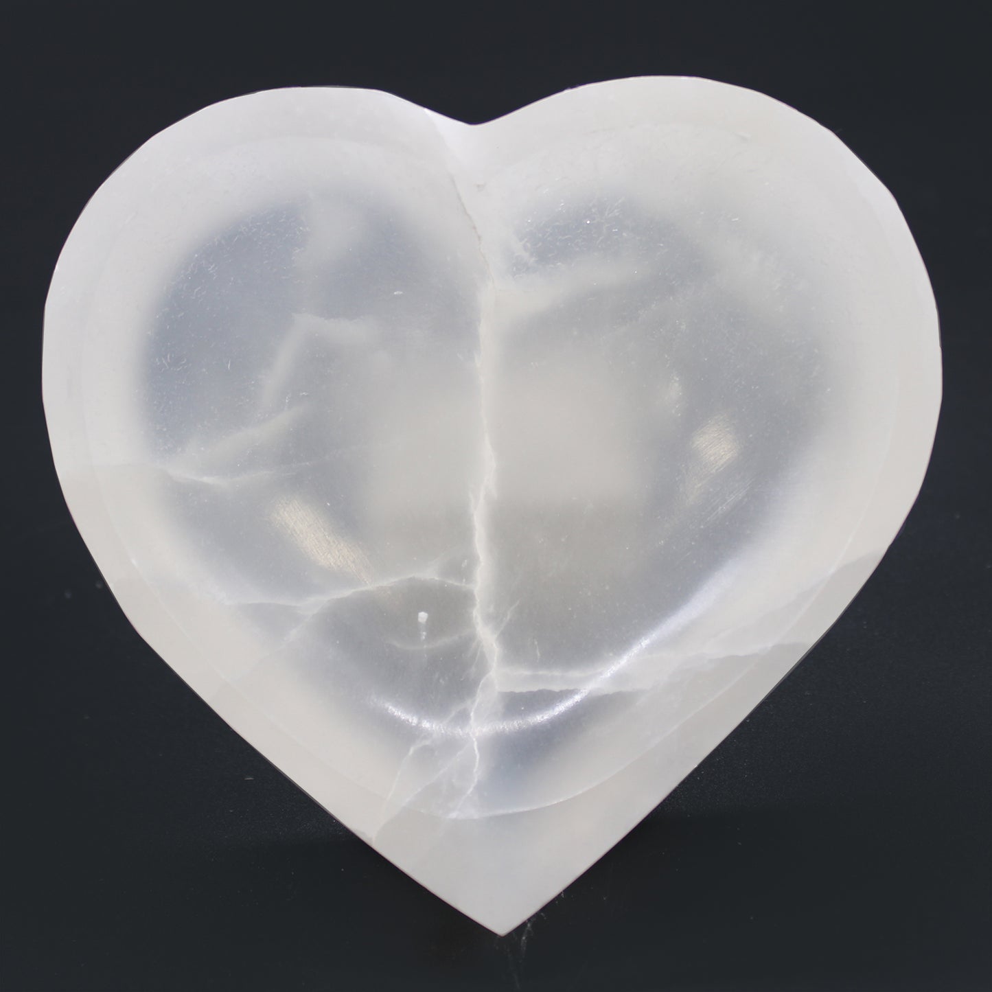 Heart-Shaped Selenite Bowl – Large | Carved Crystal Display Piece