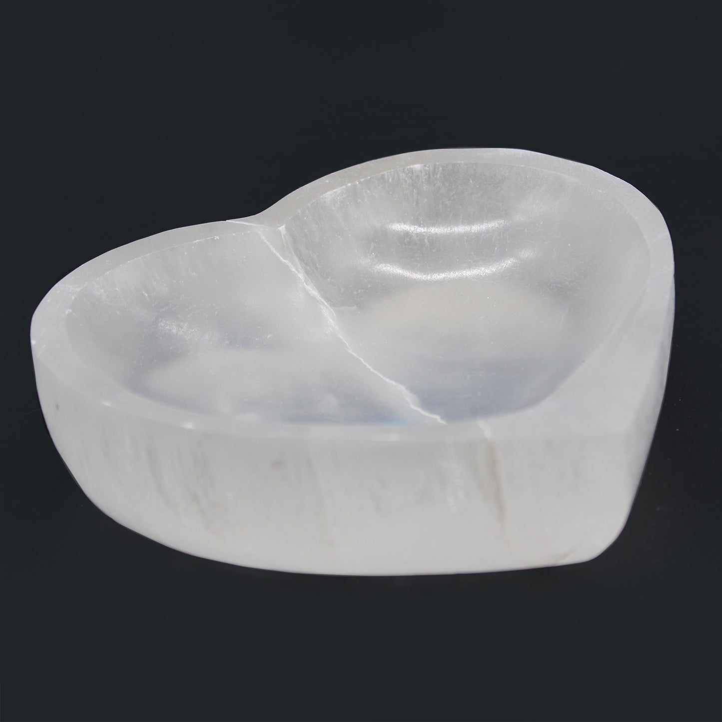 Heart-Shaped Selenite Bowl – Large | Carved Crystal Display Piece