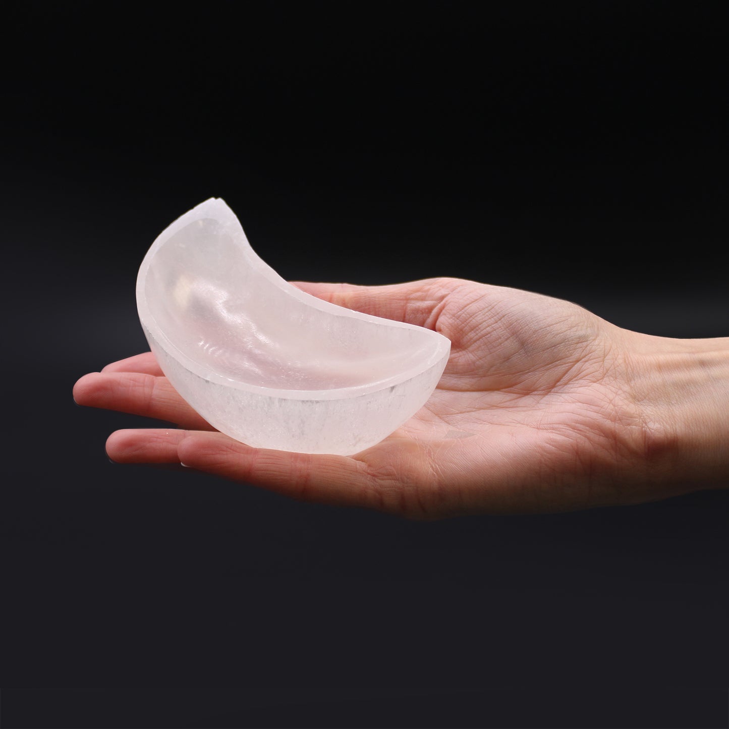 Moon Selenite Bowl – Medium | Polished Crystal Display Dish