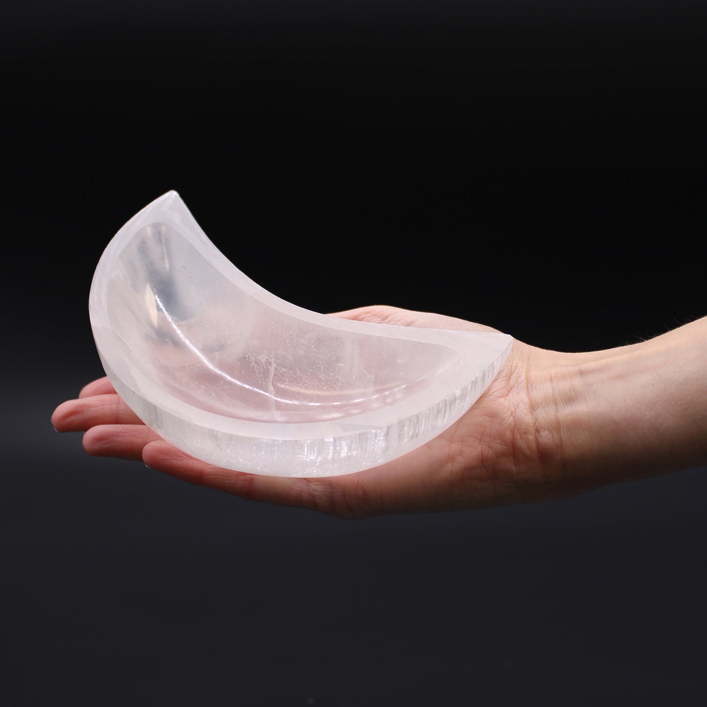 Moon Selenite Bowl – Large | Polished Crystal Display Dish