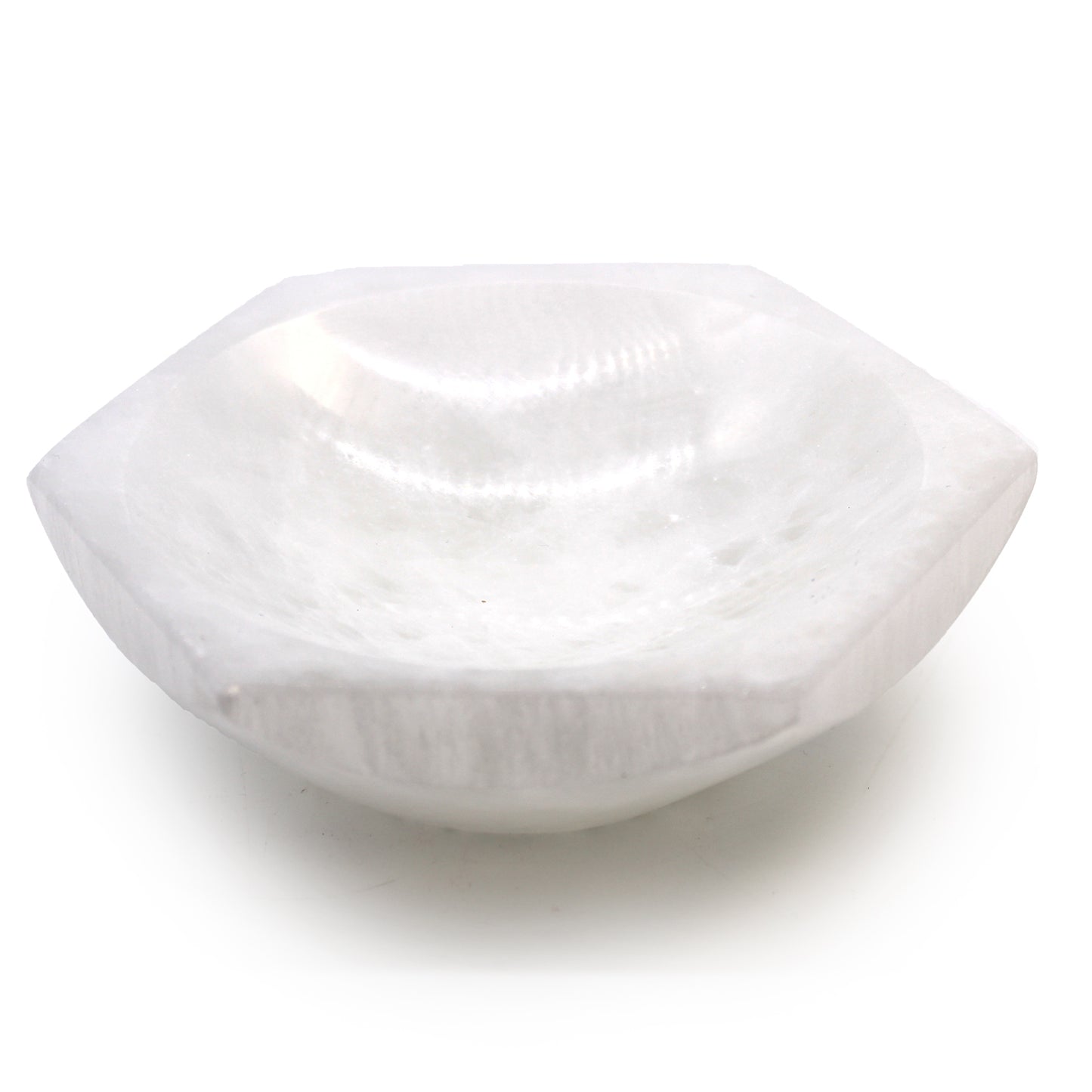 Selenite Hexagonal Bowl – Large | Vessel for Crystals, Incense & Ritual Use