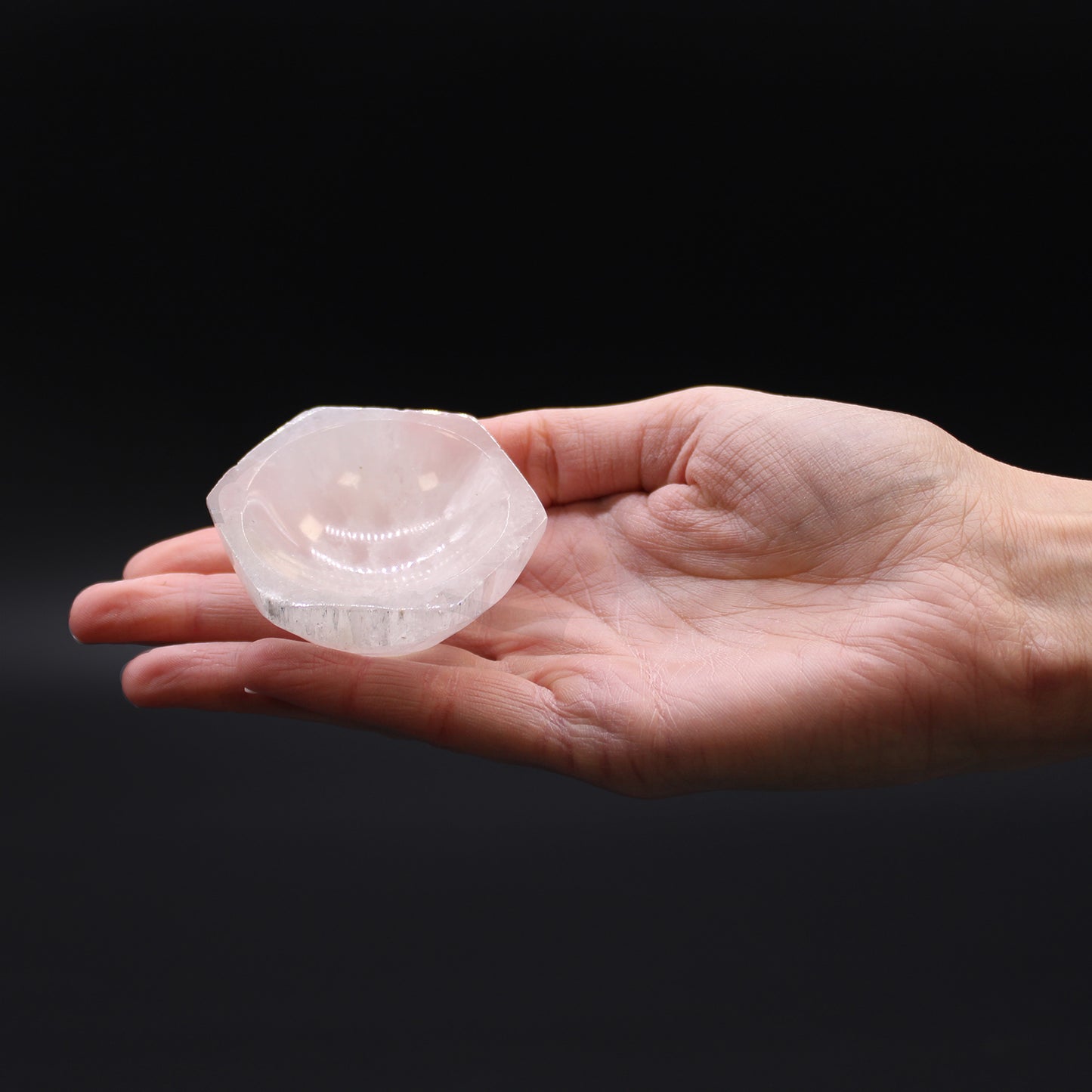 Selenite Hexagonal Bowl – Small | Vessel for Crystals, Incense & Ritual Use