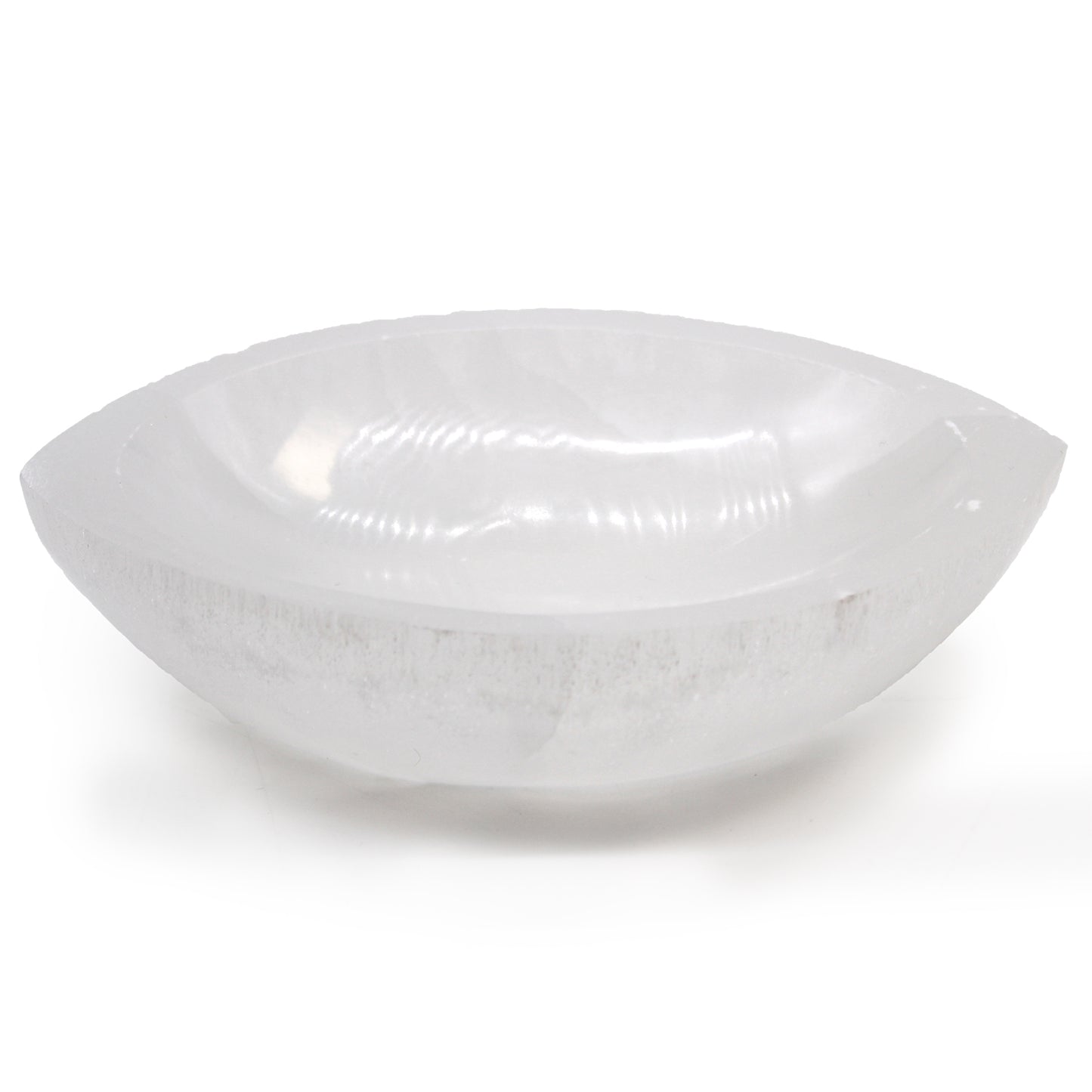 Selenite Bowl – Eye-Shaped | Polished Crystal Display Dish