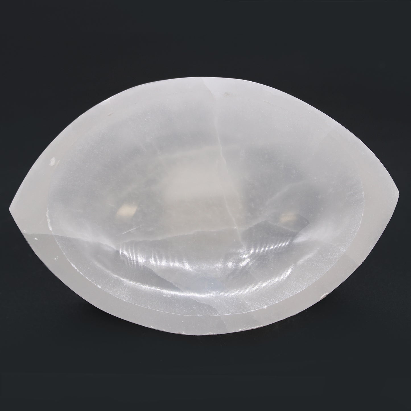 Selenite Bowl – Eye-Shaped | Polished Crystal Display Dish
