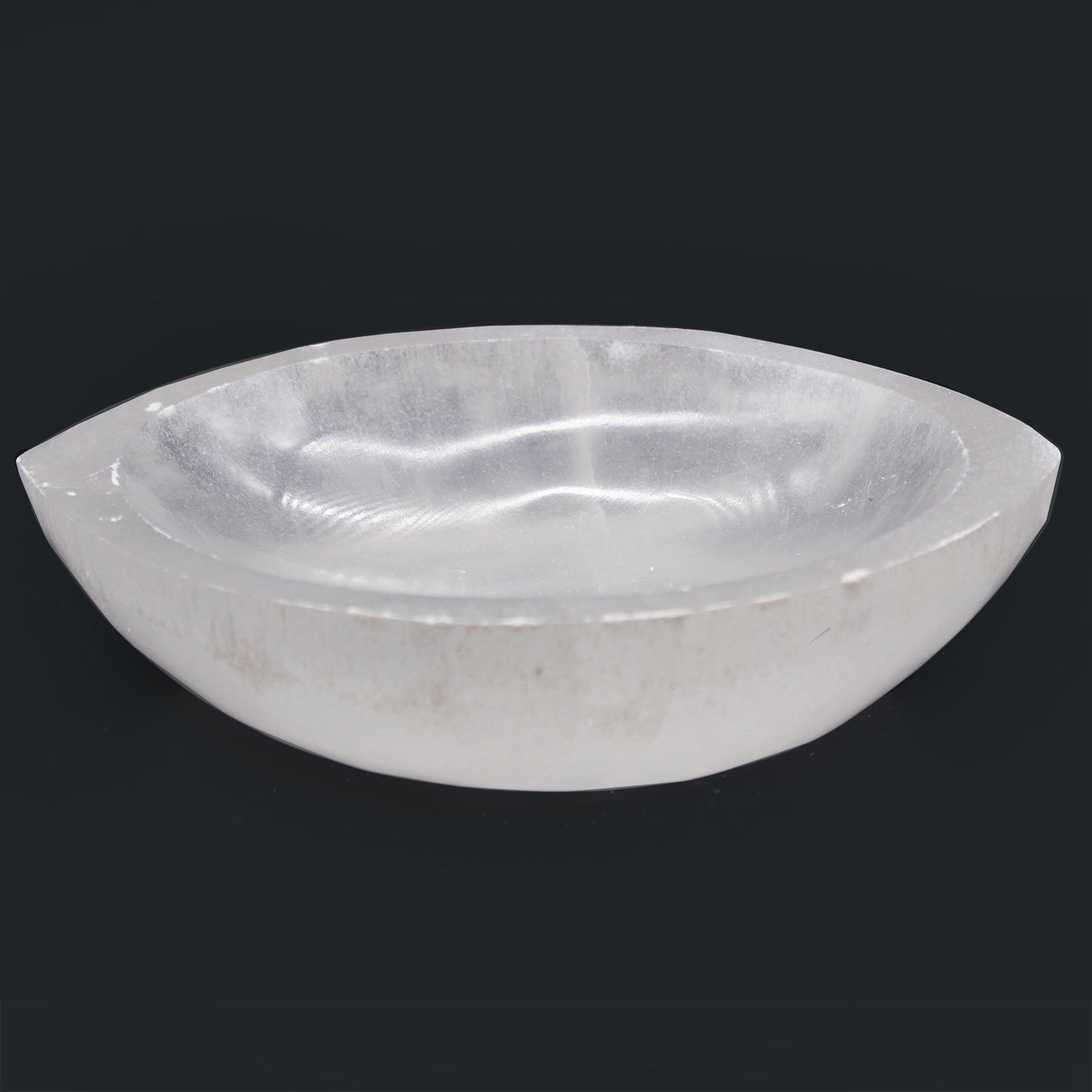 Selenite Bowl – Eye-Shaped | Polished Crystal Display Dish