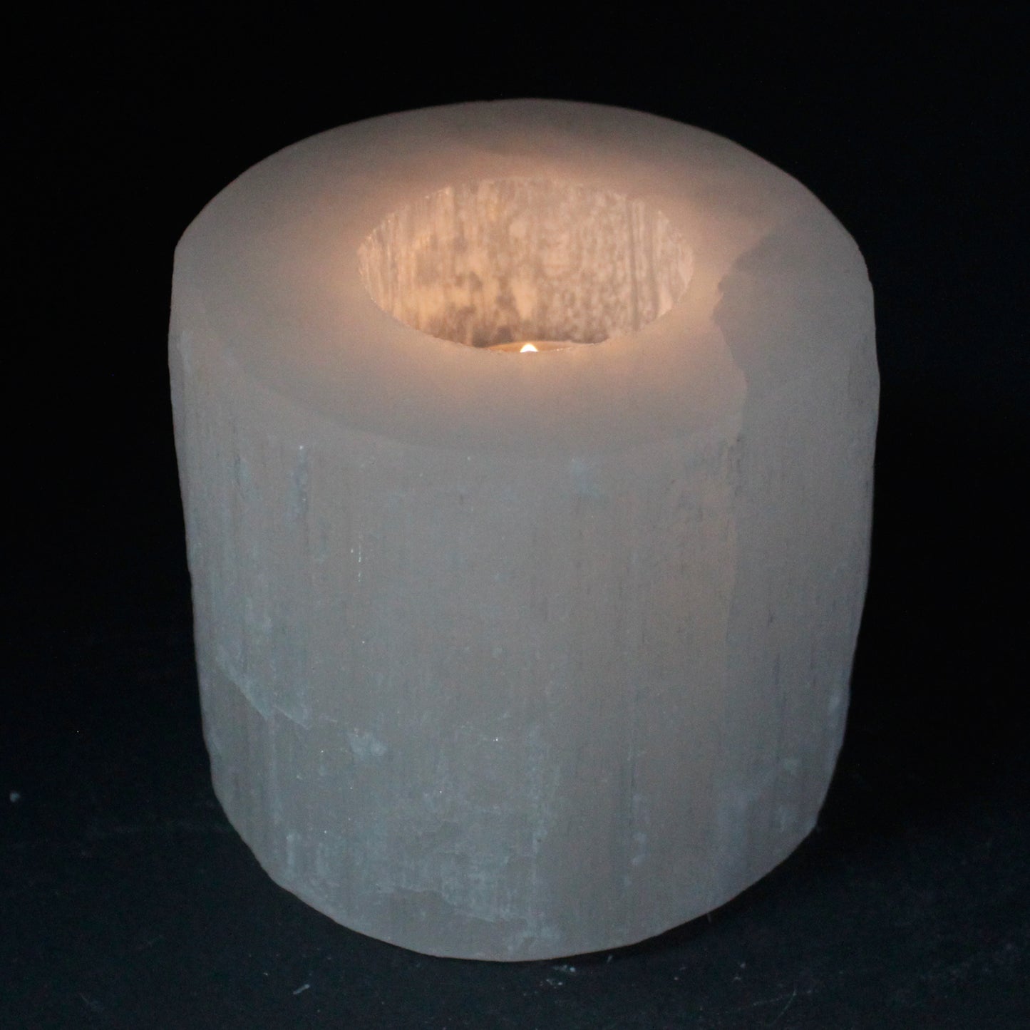 Selenite Cylinder Candle Holder – Small | Natural Crystal Tealight Holder