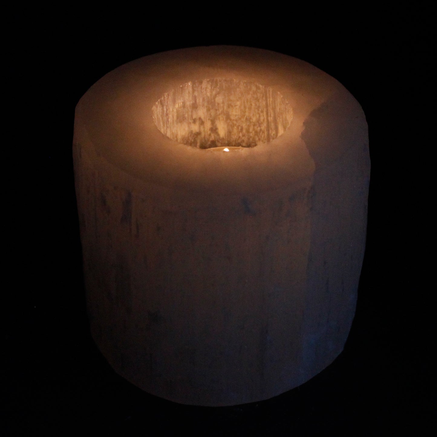 Selenite Cylinder Candle Holder – Small | Natural Crystal Tealight Holder