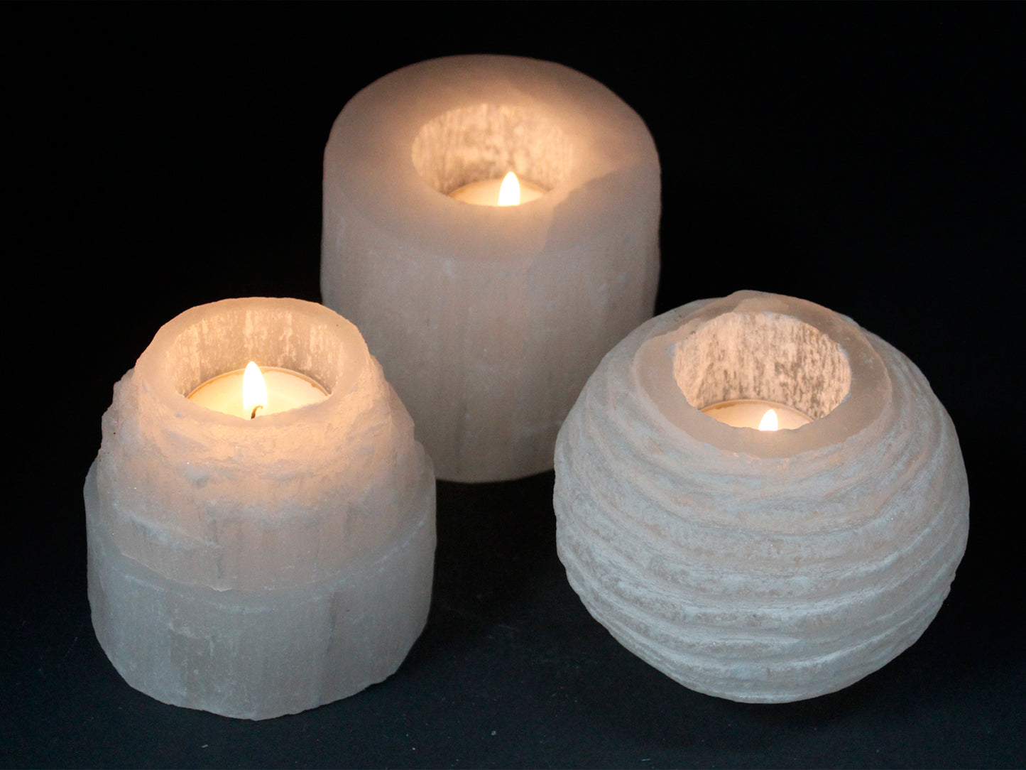 Selenite Cylinder Candle Holder – Small | Natural Crystal Tealight Holder